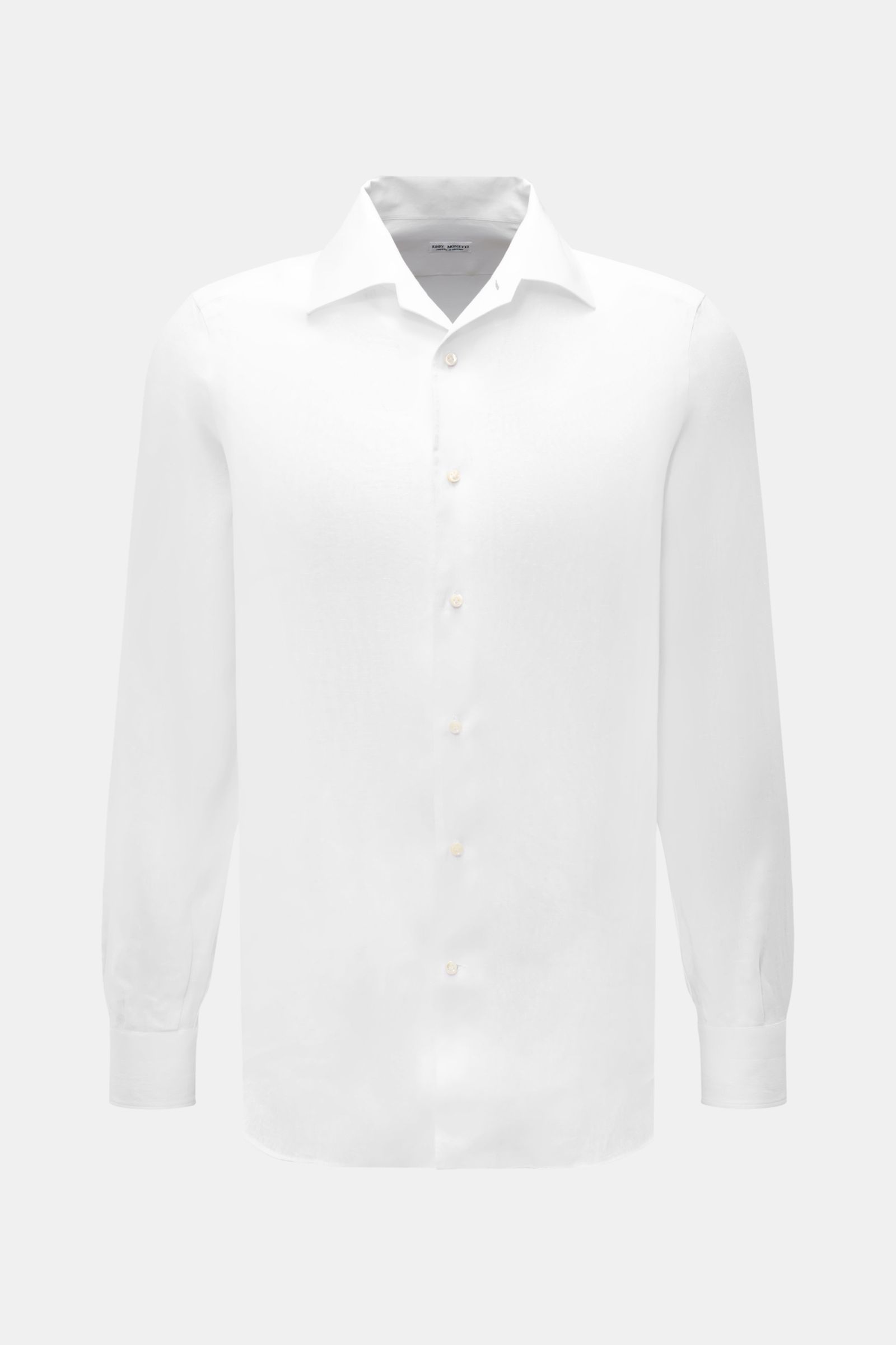 Eddy Monetti Leinenhemd Haifisch-Kragen weiß