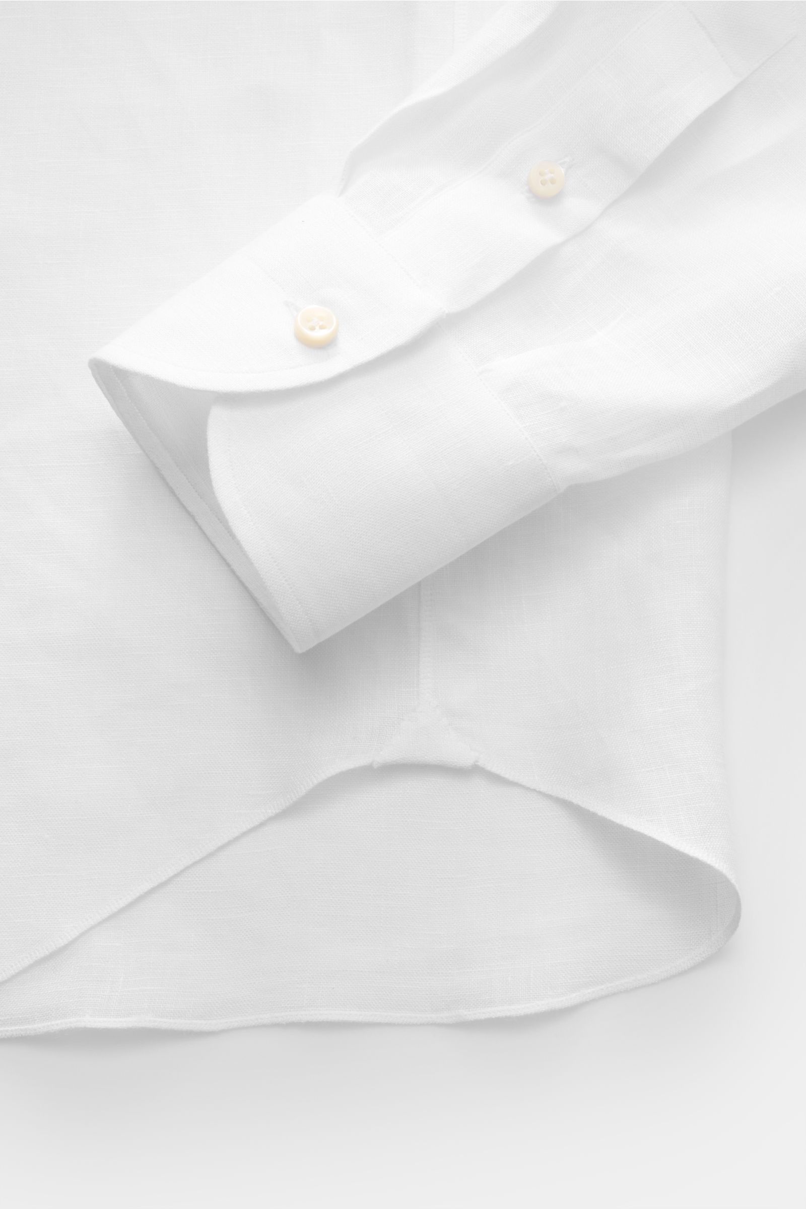 Eddy Monetti Leinenhemd Haifisch-Kragen weiß