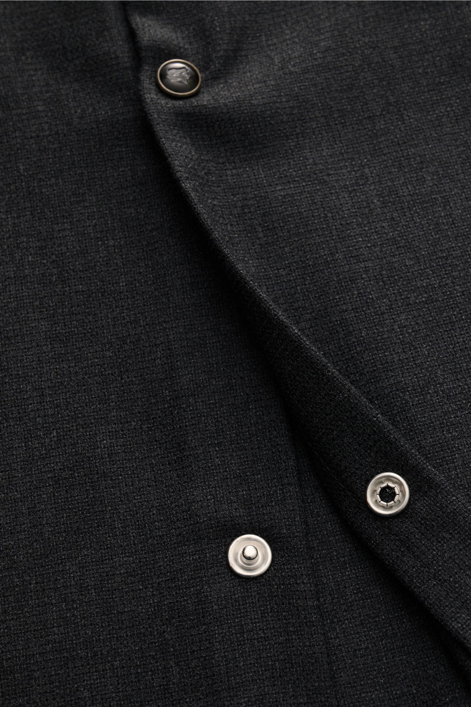 Close-up front detail of the Marco Pescarolo Casual shirt 'Next' Kent collar anthracite mottled, showing fabric texture and snap buttons.

Exclusive casual look with maximum comfort: This elegant MARCO PESCAROLO shirt in pure virgin wool features a tim