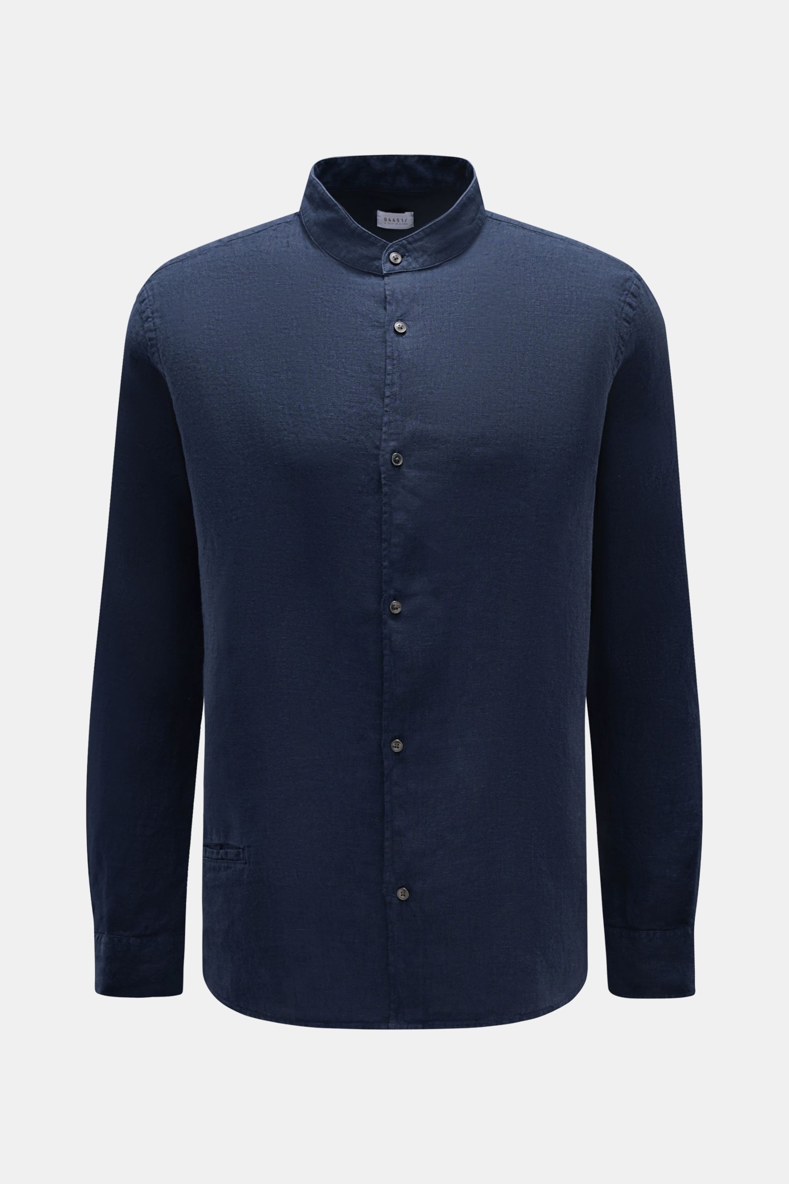 04651/ A trip in a bag Leinenhemd 'Linen Guru' Grandad-Kragen navy