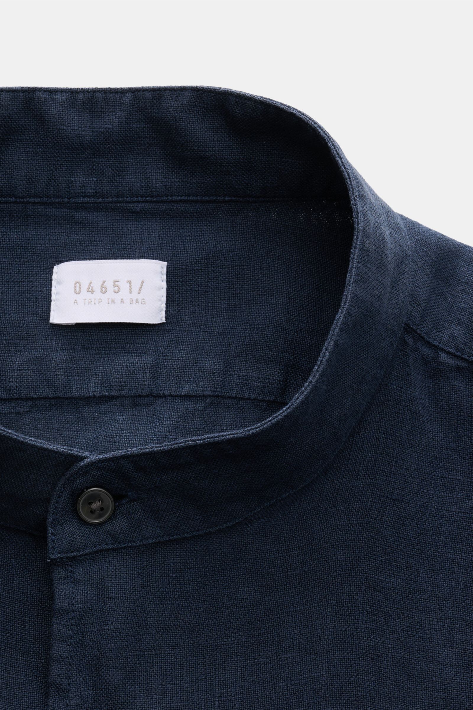 04651/ A trip in a bag Leinenhemd 'Linen Guru' Grandad-Kragen navy