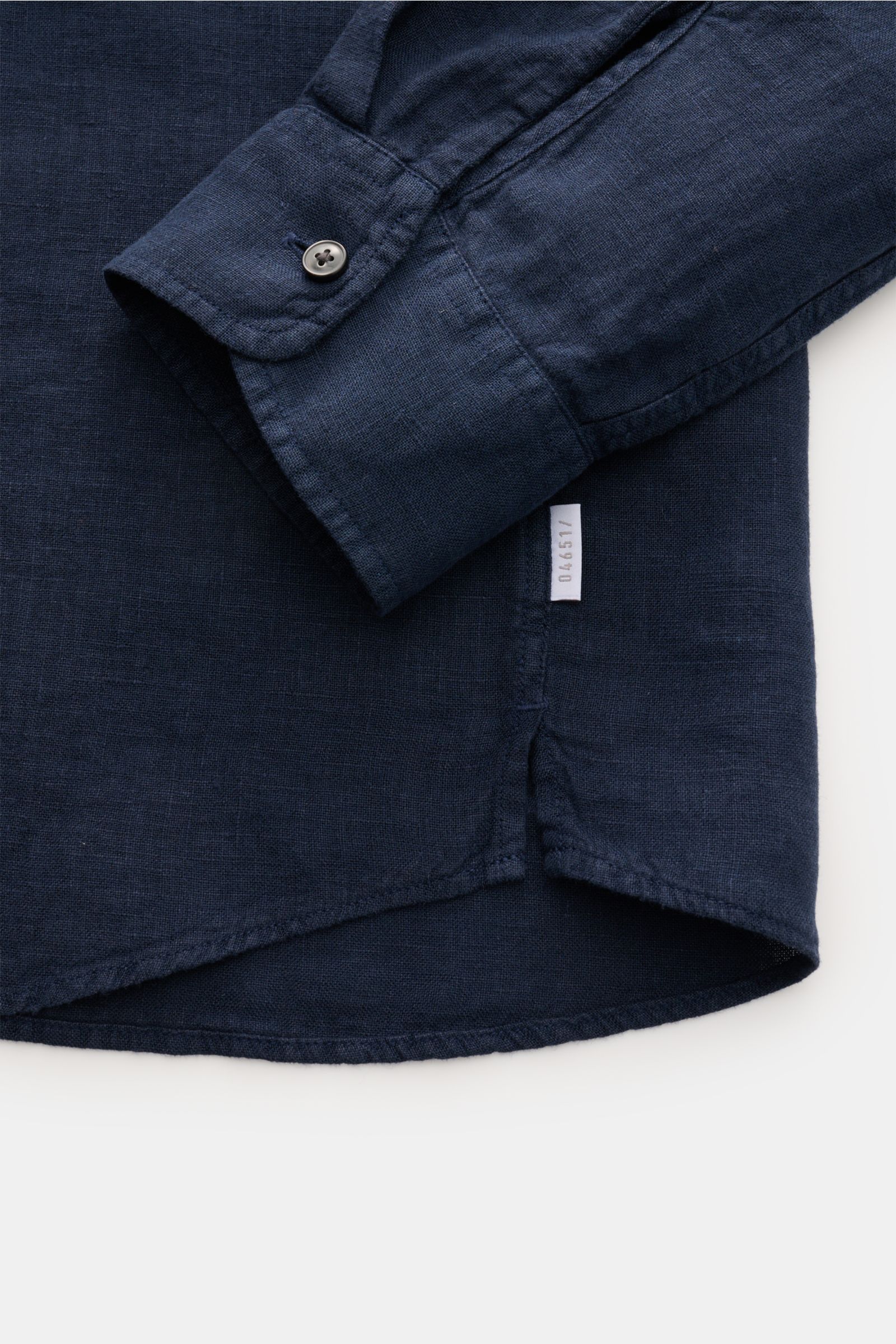 04651/ A trip in a bag Leinenhemd 'Linen Guru' Grandad-Kragen navy