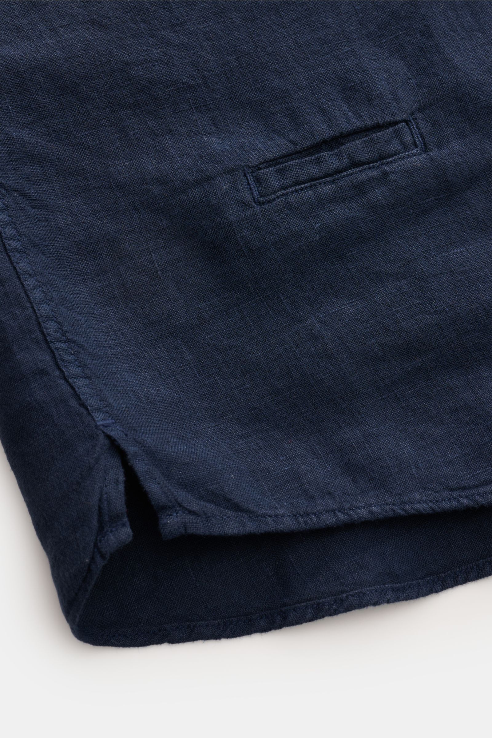 04651/ A trip in a bag Leinenhemd 'Linen Guru' Grandad-Kragen navy