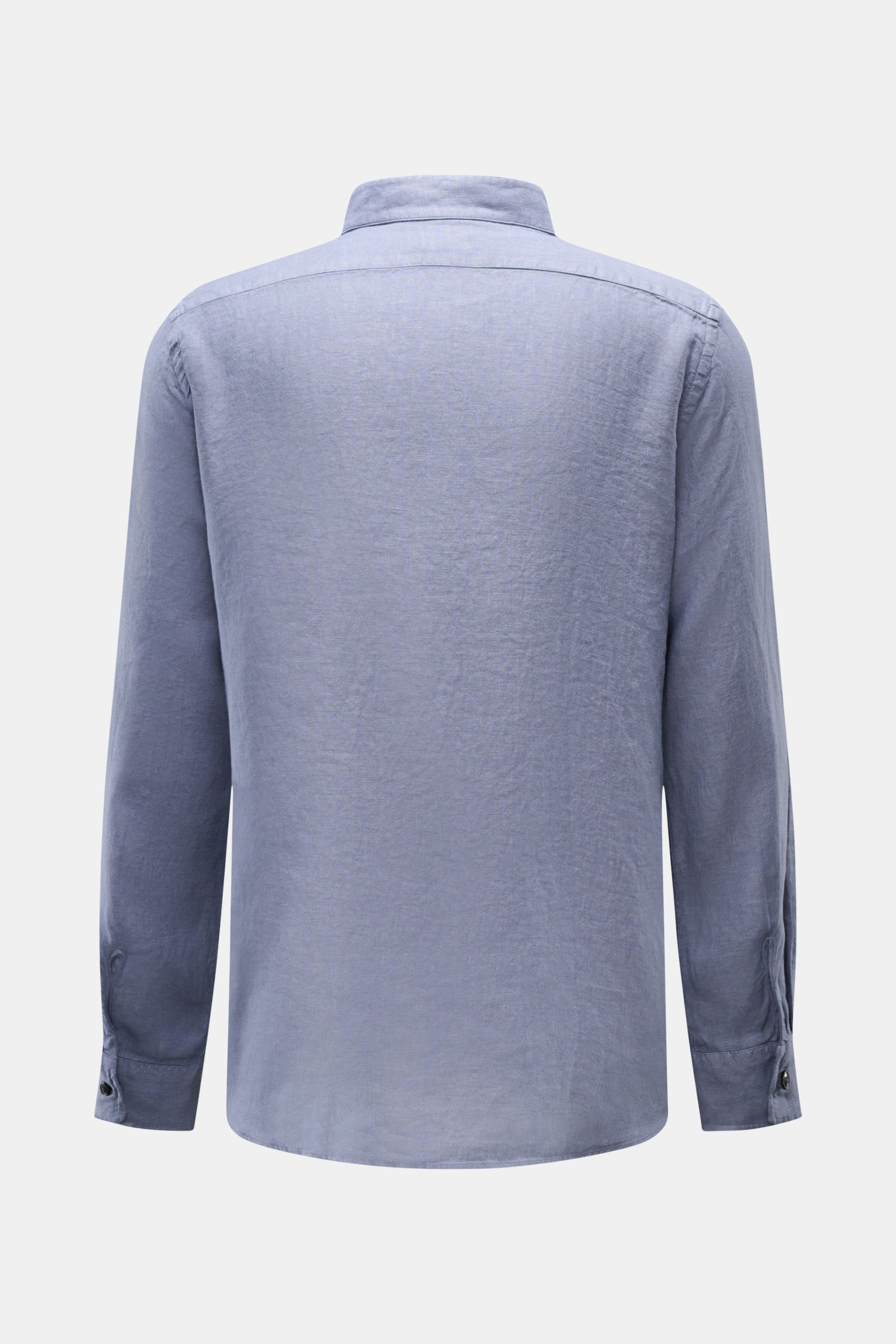 Rückansicht des 04651/ A trip in a bag Leinenhemd 'Linen Guru' Grandad-Kragen lavender aus reinem Leinen mit weichem Griff, Regular Fit, klassischer Sportmanschette.