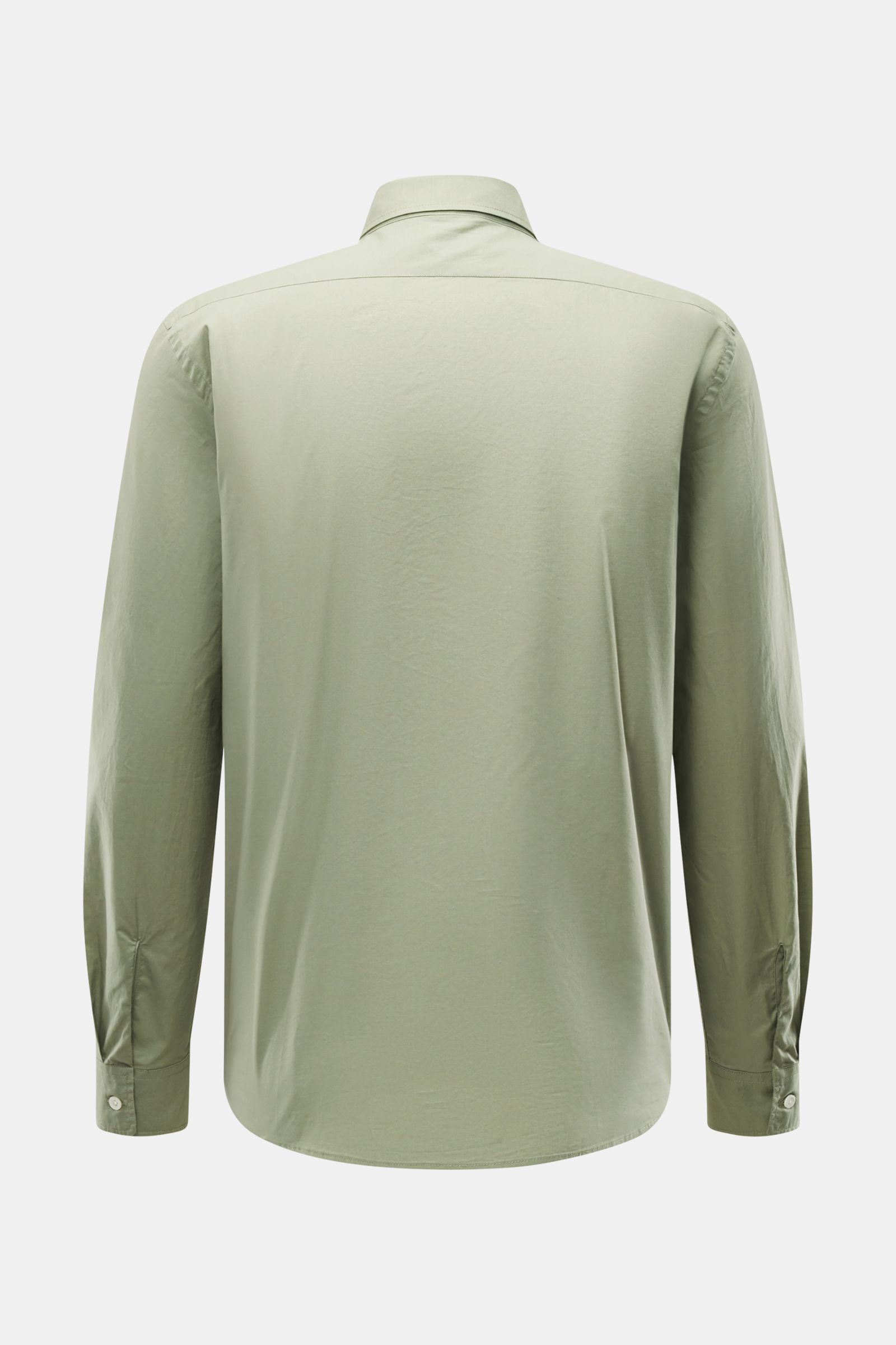 Back view of the 04651/ A trip in a bag Casual shirt 'Cloudy Shirt' slim collar sage in lightweight pure cotton fabric, regular fit.

Lightweight and comfortable for hot days: The casual shirt 'Cloudy Shirt' by 04651/ A TR