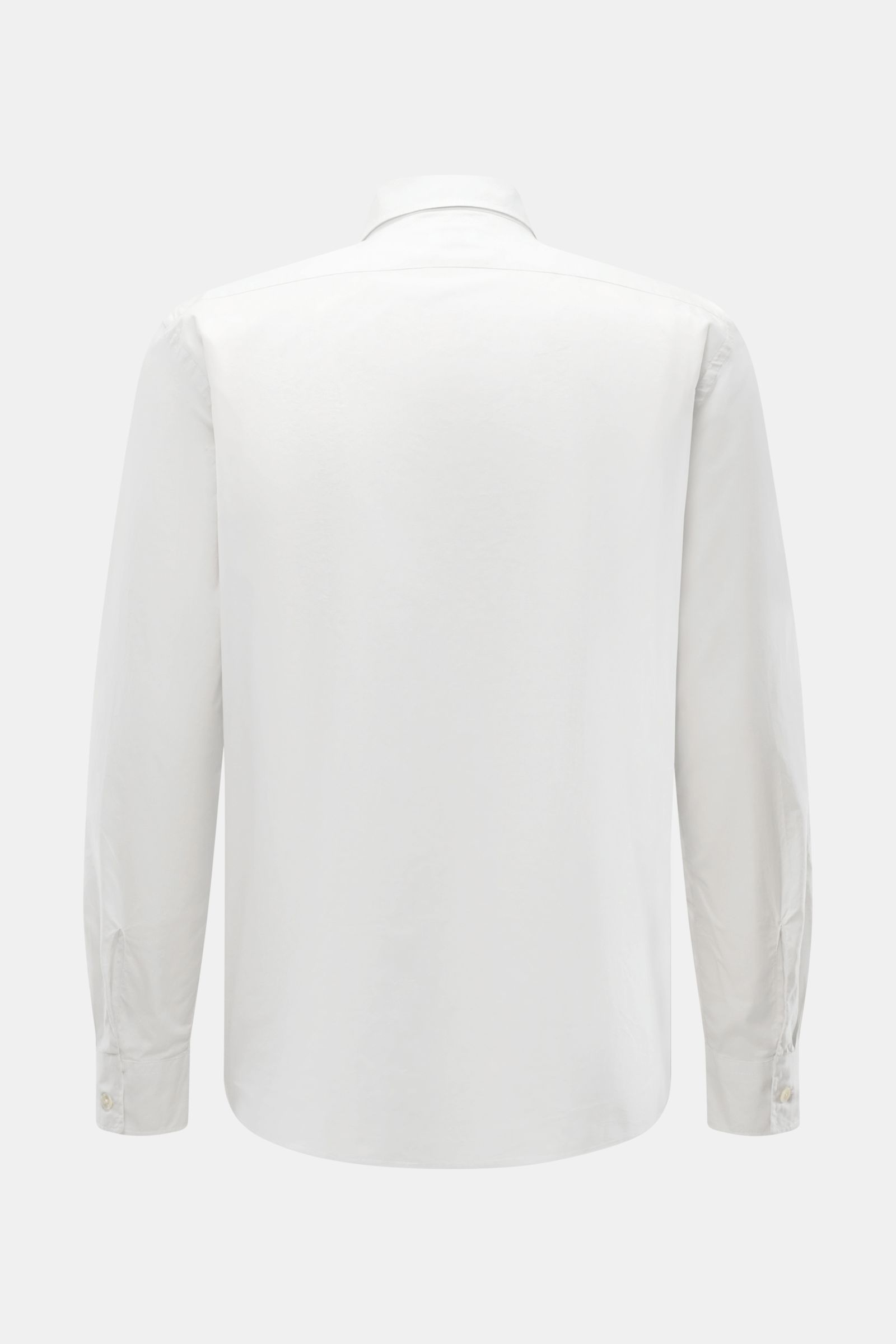 Alt tag (125 characters max):
Back view of 04651/ A trip in a bag Casual shirt 'Cloudy Shirt' slim collar light grey, showing sleeves and collar.

Extended description:  
Lightweight and comfortable for hot days: The casua