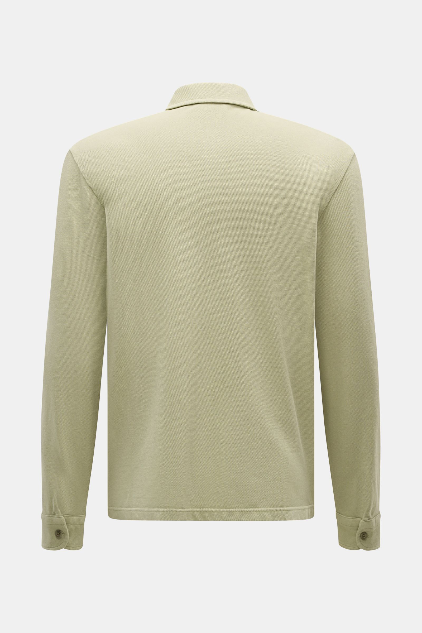 Back view of the 04651/ A trip in a bag Piqué shirt slim collar sage in pure cotton piqué with long sleeves and classic barrel cuffs.

Casual everyday basic by 04651/ A TRIP IN A BAG: This casual shirt in pure cotton piqué has an attractive relaxed fit