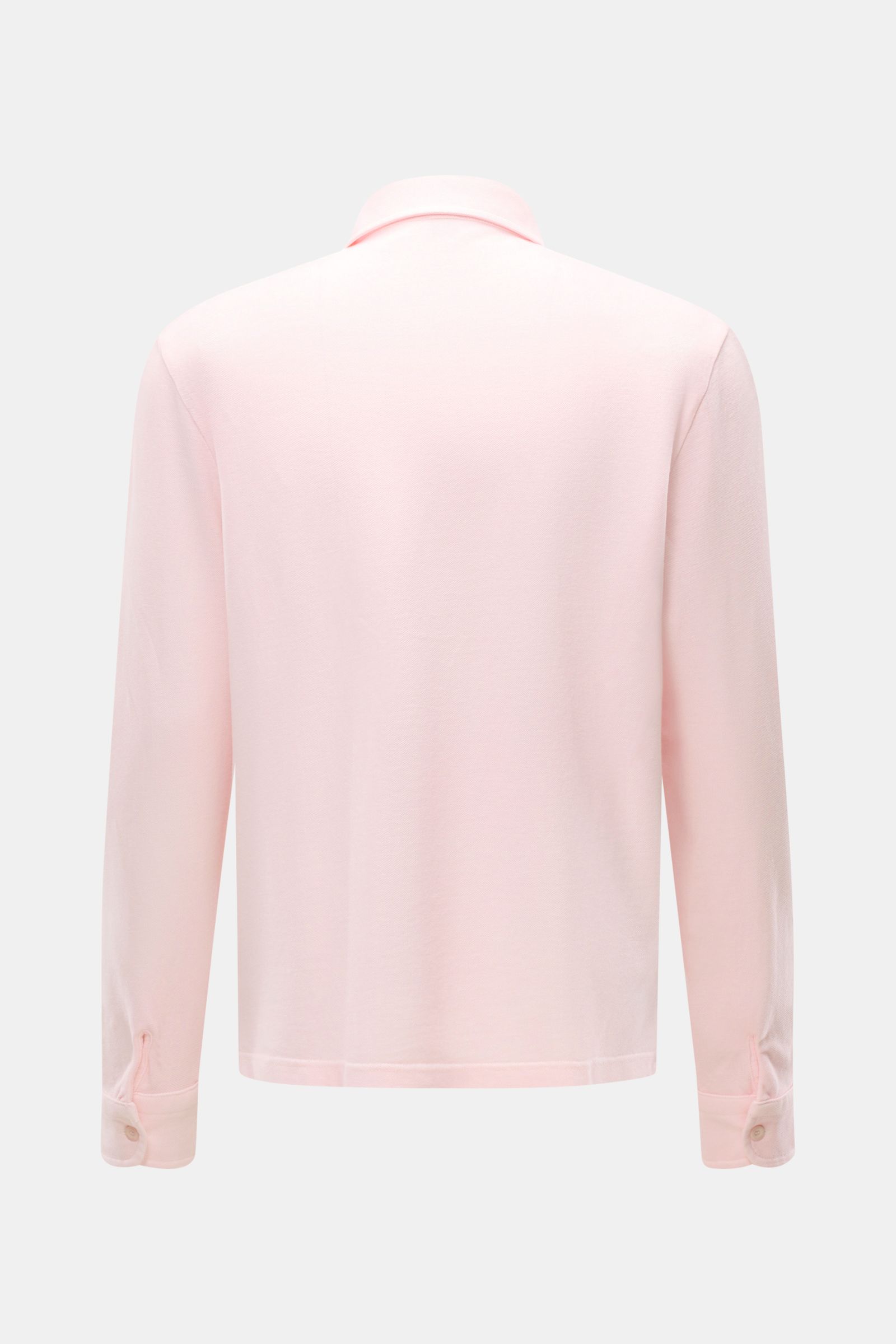 Back view of the 04651/ A trip in a bag Piqué shirt slim collar rose, a casual everyday basic made of pure cotton piqué with a relaxed regular fit, narrow collar, French button placket, classic barrel cuffs, straight hem with short vents, and a small wove