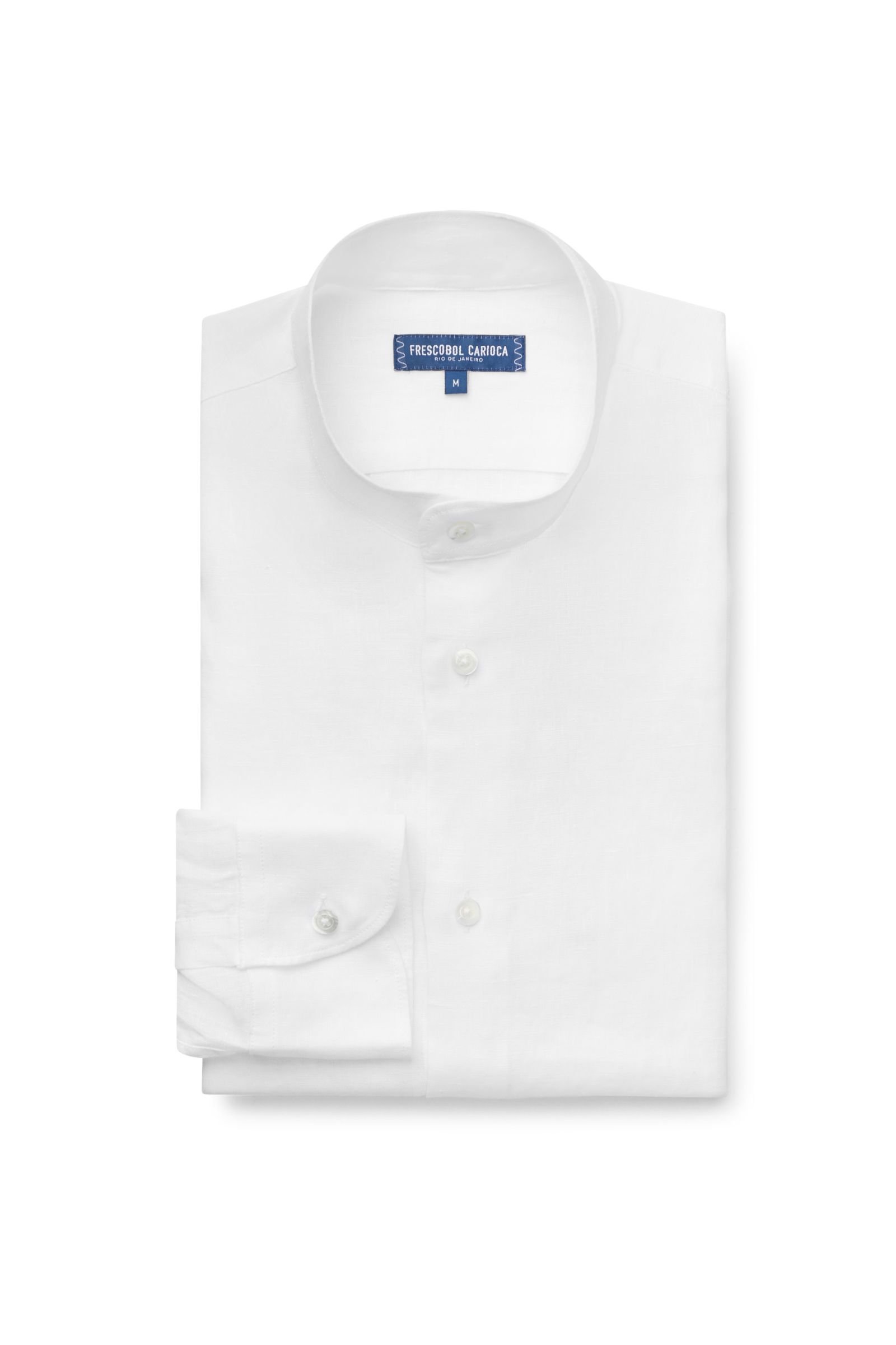 Linen shirt 'Nero' grandad collar white