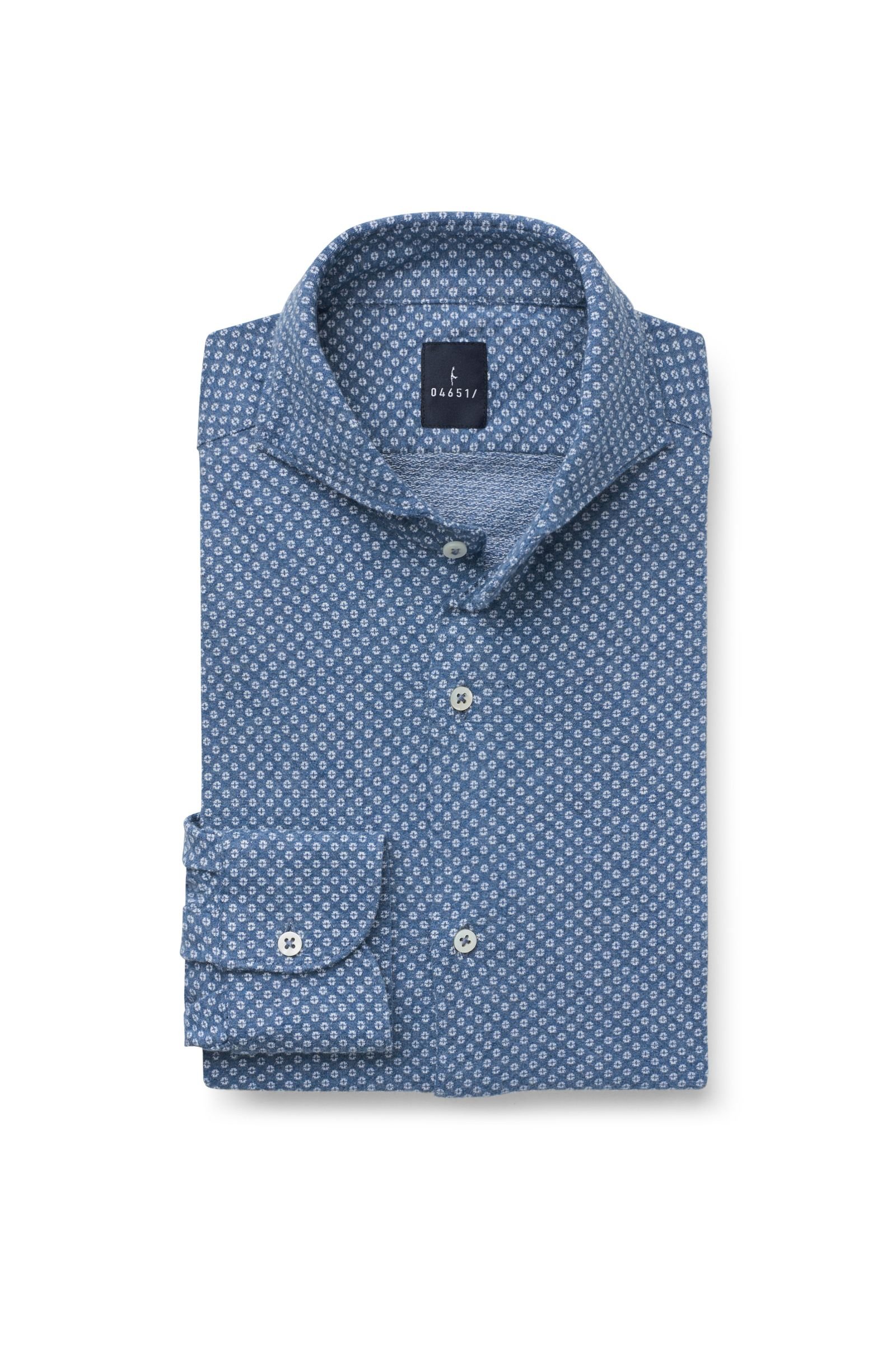 Jersey shirt shark collar smoky blue patterned