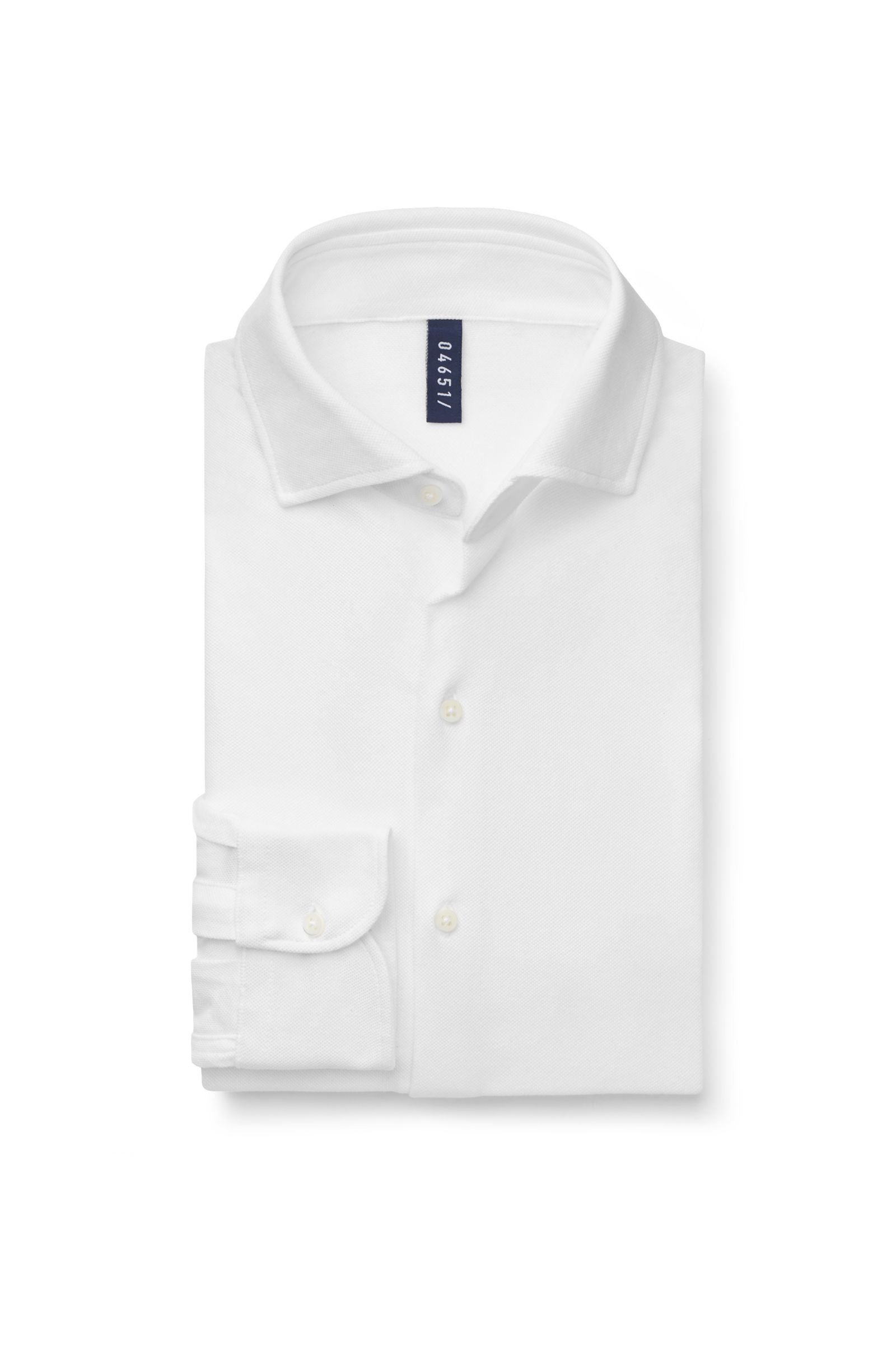 Piqué-Hemd schmaler Kragen weiß