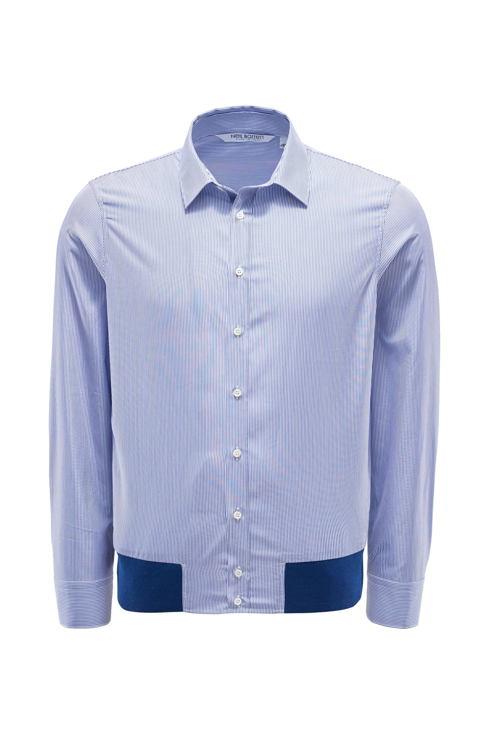 Casual shirt slim collar dark blue striped