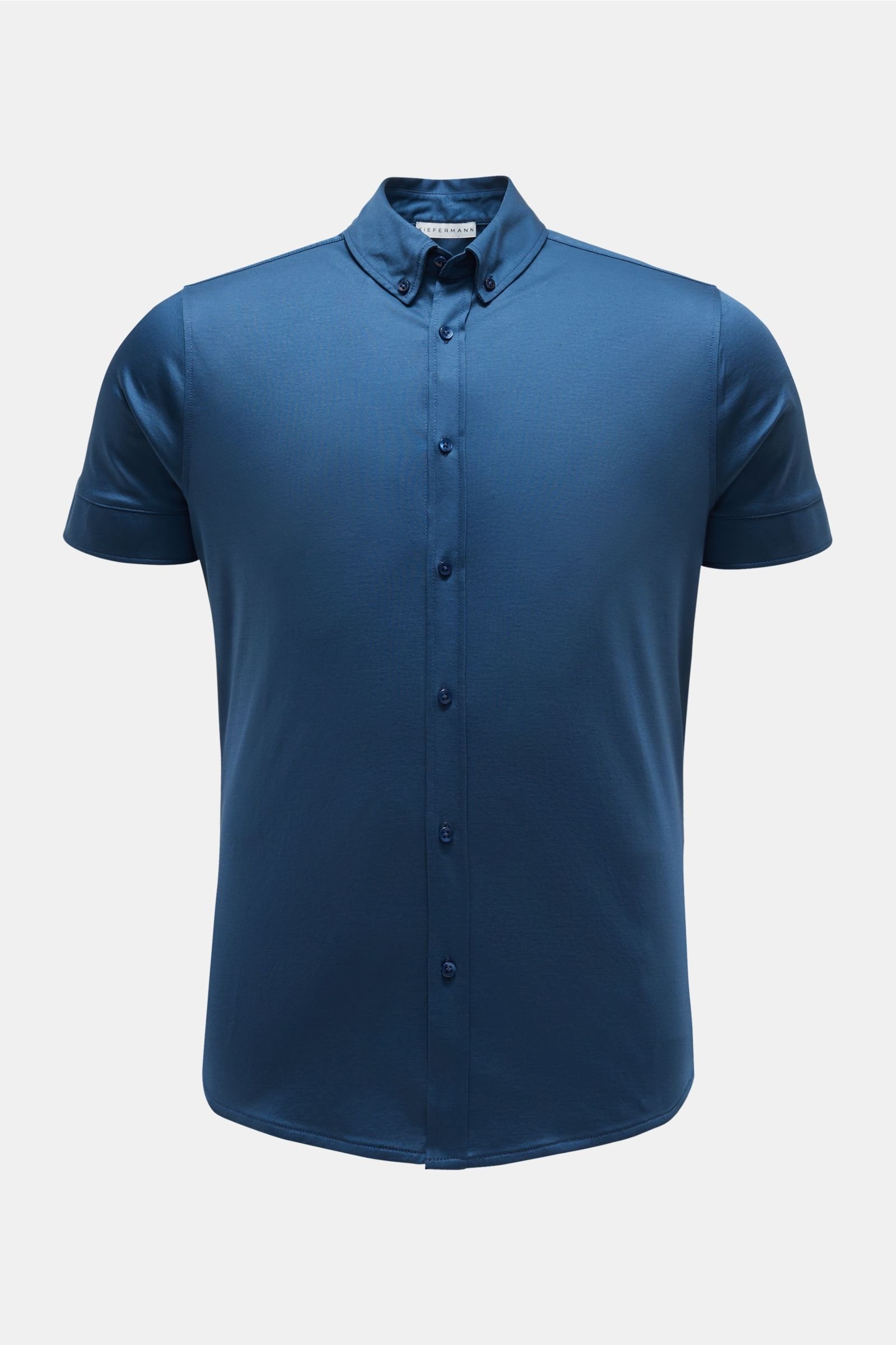 Jersey-Kurzarmhemd 'Ingo' Button-Down-Kragen dunkelblau
