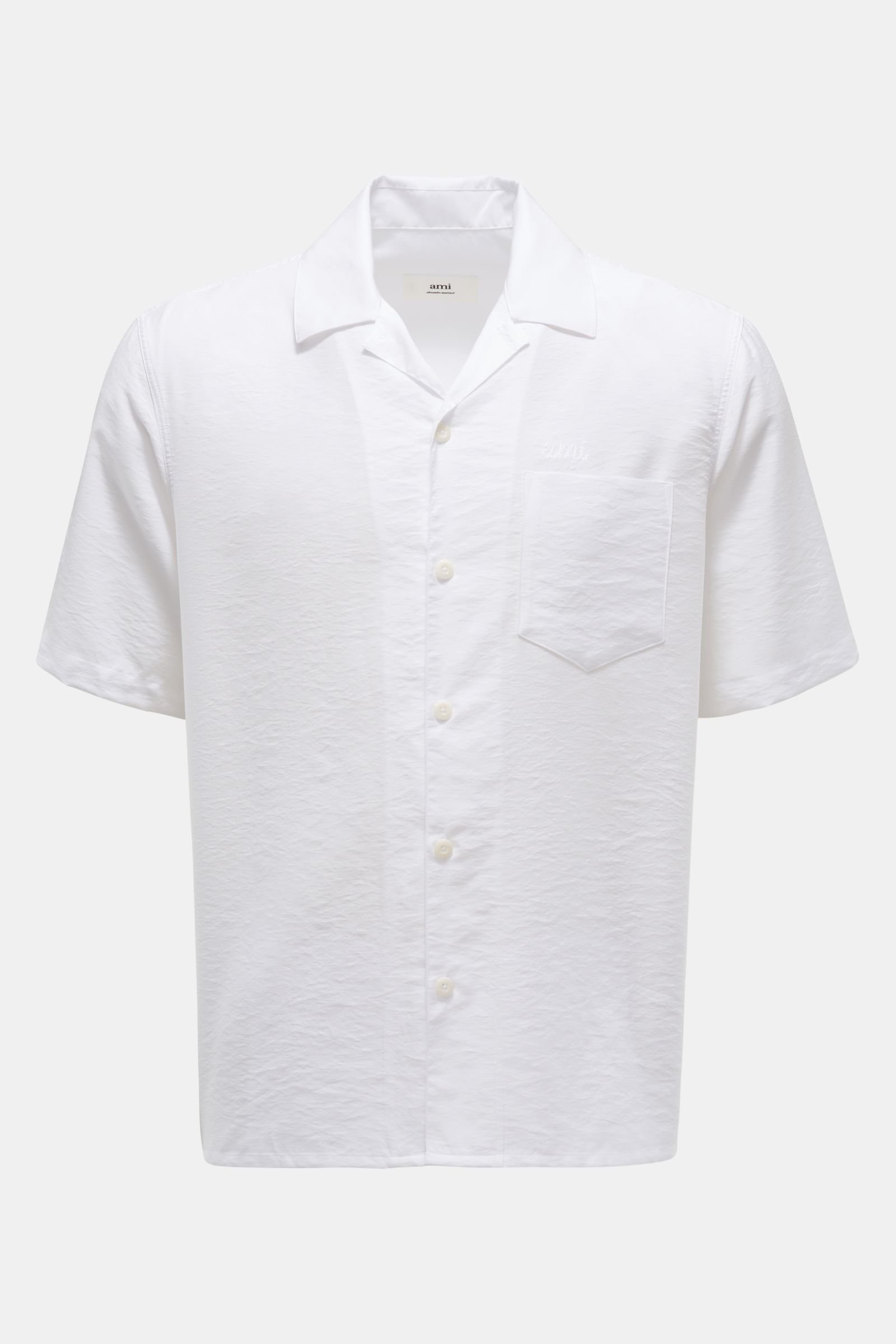 Short sleeve shirt Cuban collar white