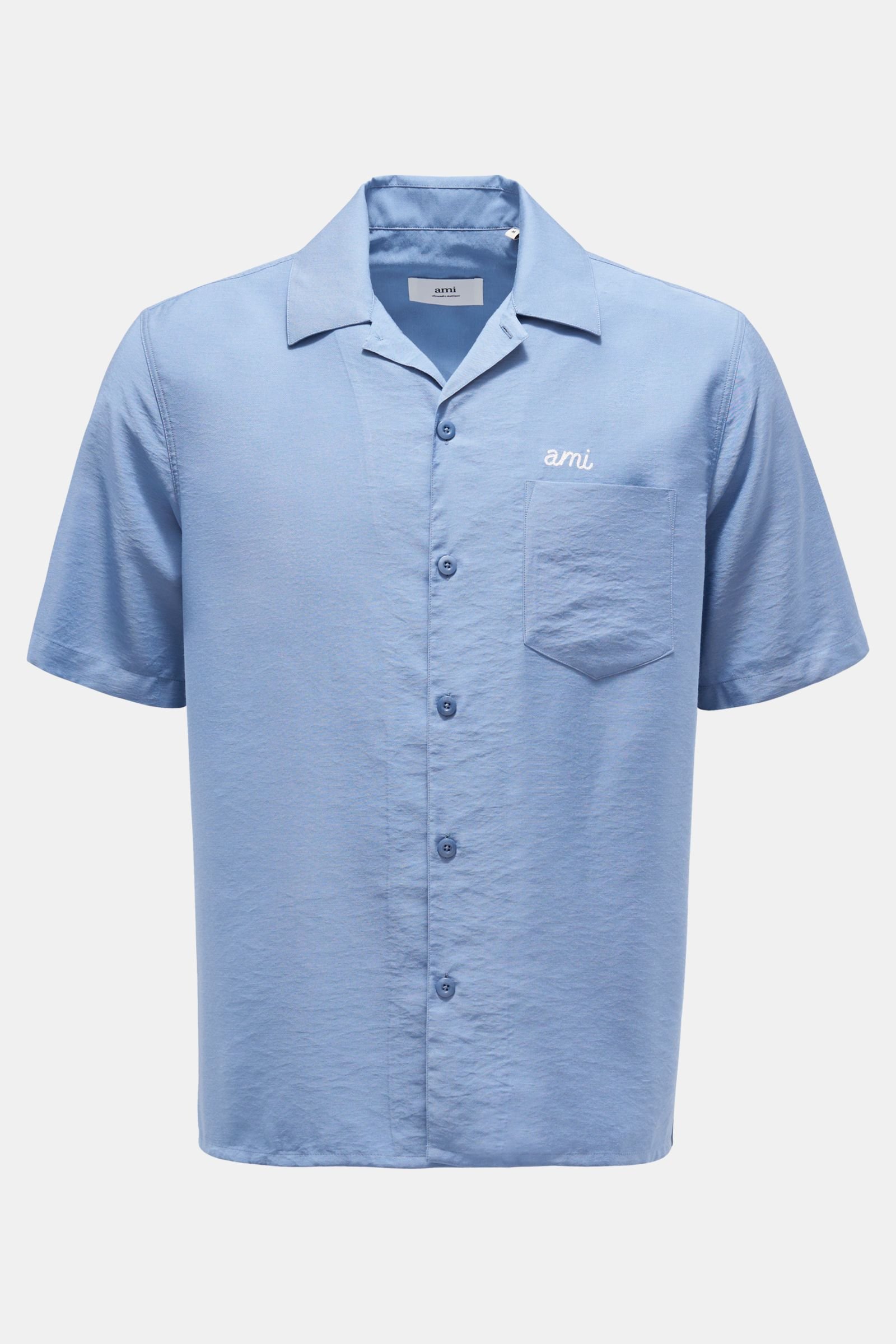 Short sleeve shirt Cuban collar light blue