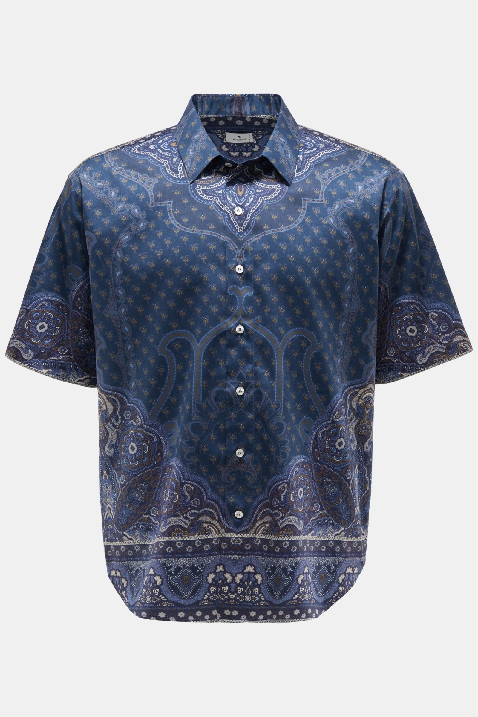 Short sleeve shirt Kent collar navy patterned