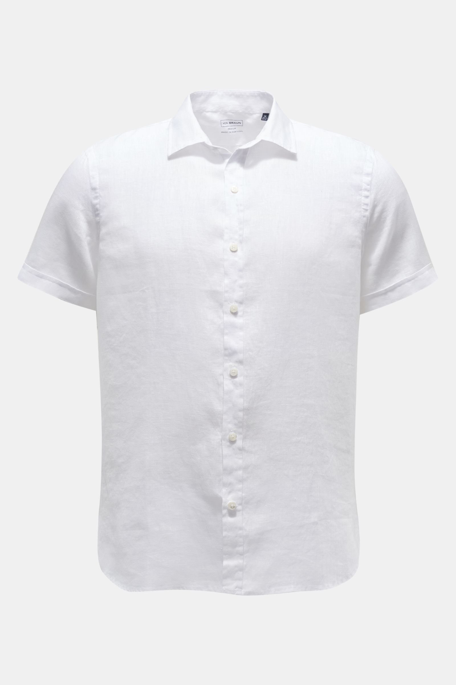 Linen short-sleeve shirt Kent collar white