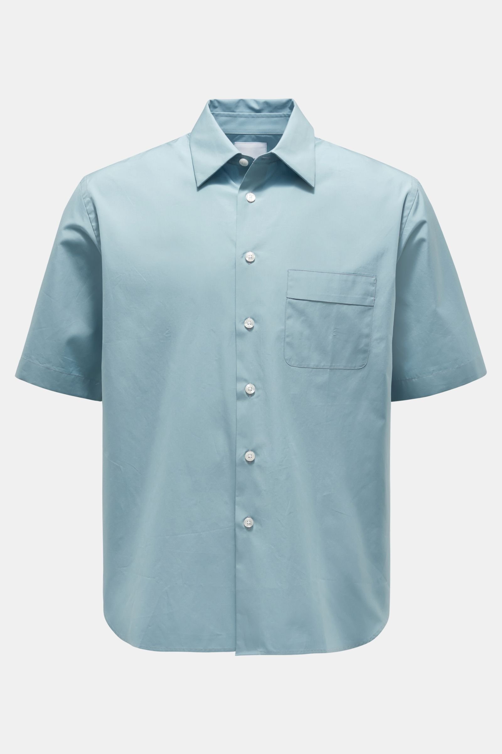 Short sleeve shirt Kent collar smoky blue