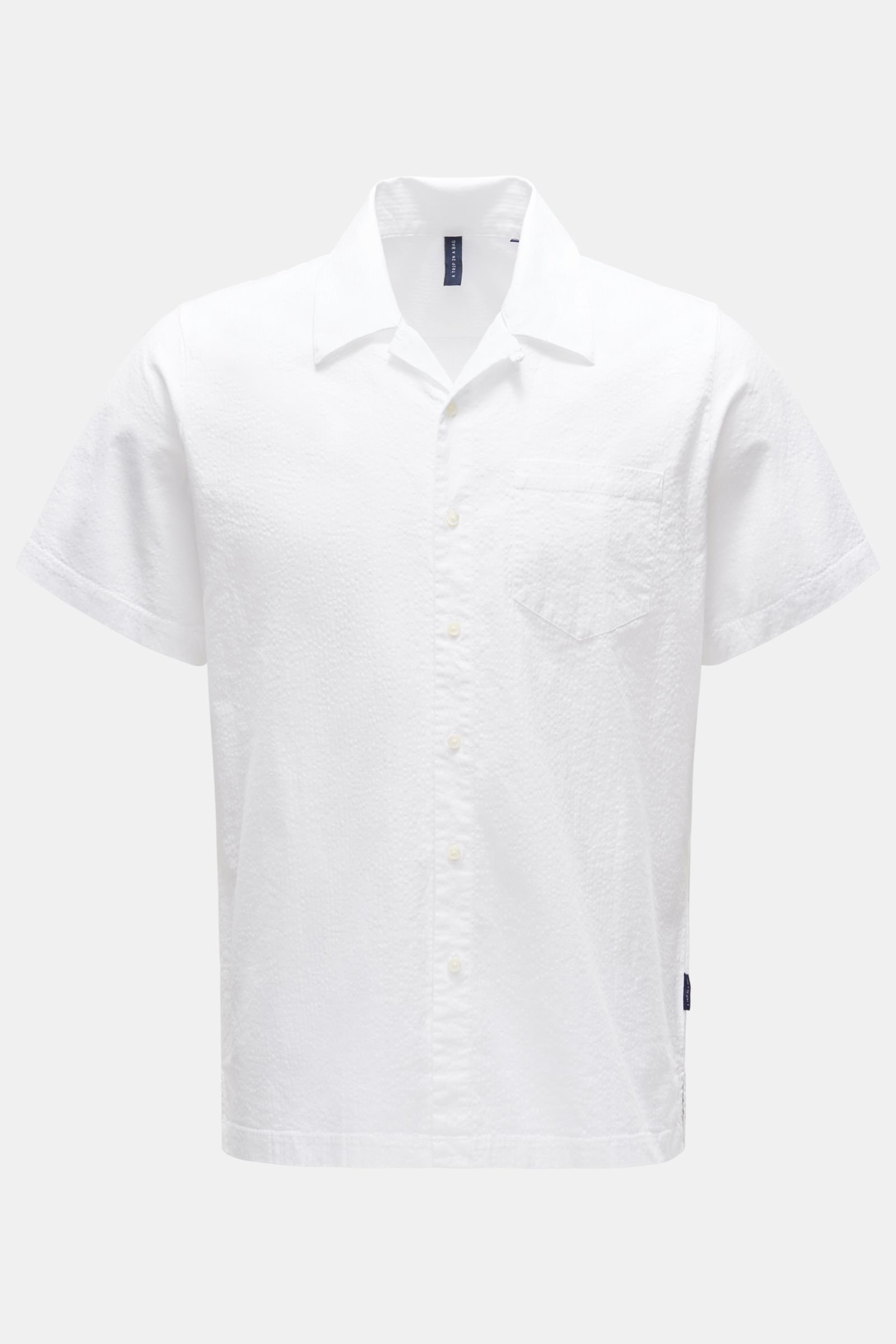 Seersucker-Kurzarmhemd 'Seersucker Shirt' Kent-Kragen weiß
