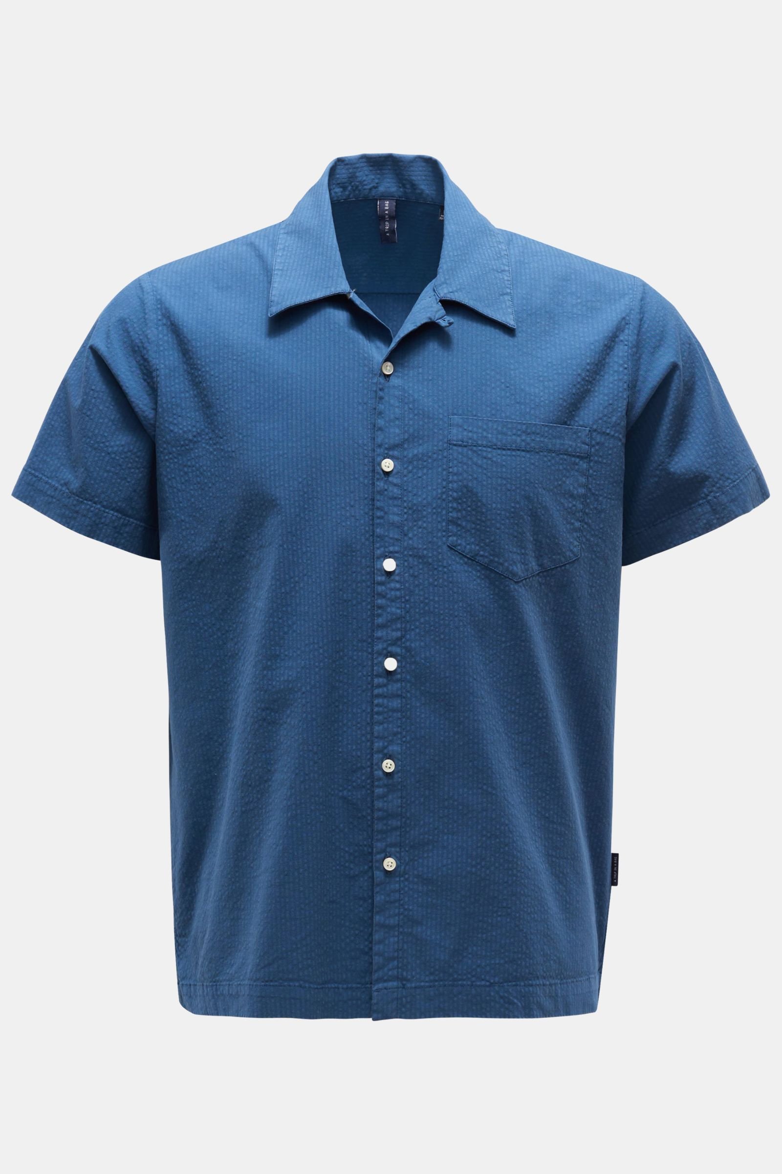 Seersucker short-sleeve shirt 'Seersucker Shirt' Kent collar dark blue