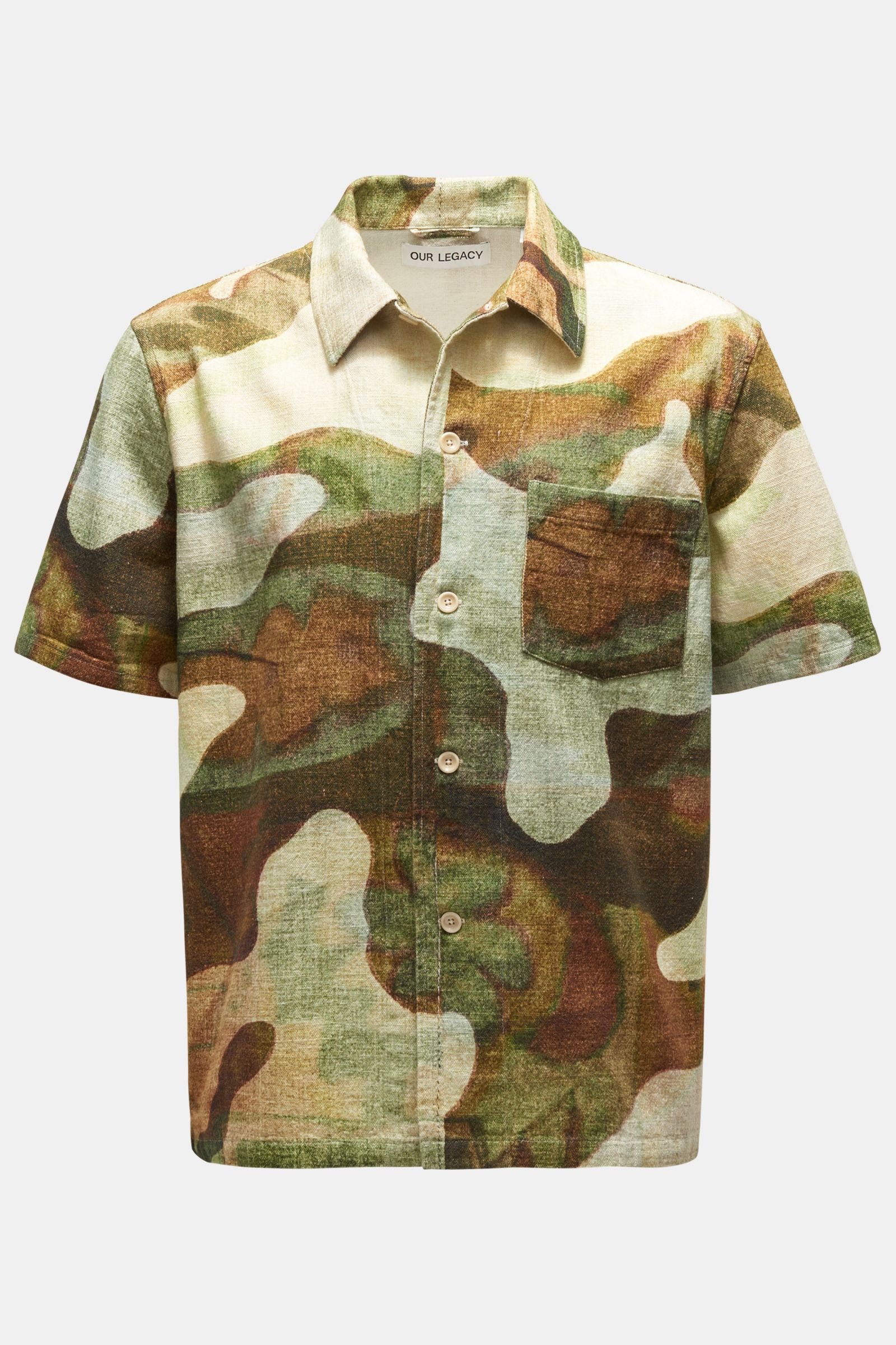 Short sleeve overshirt 'Box Shirt' olive/brown patterned
