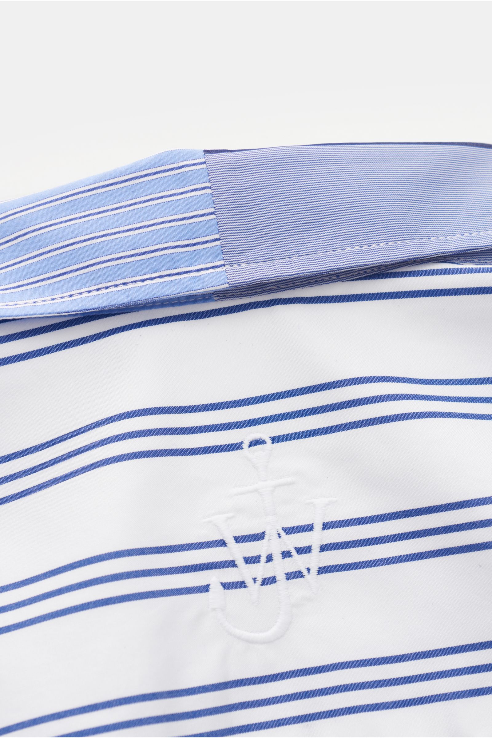 JW Anderson Short sleeve shirt Cuban collar grey-blue/smoky blue/white striped