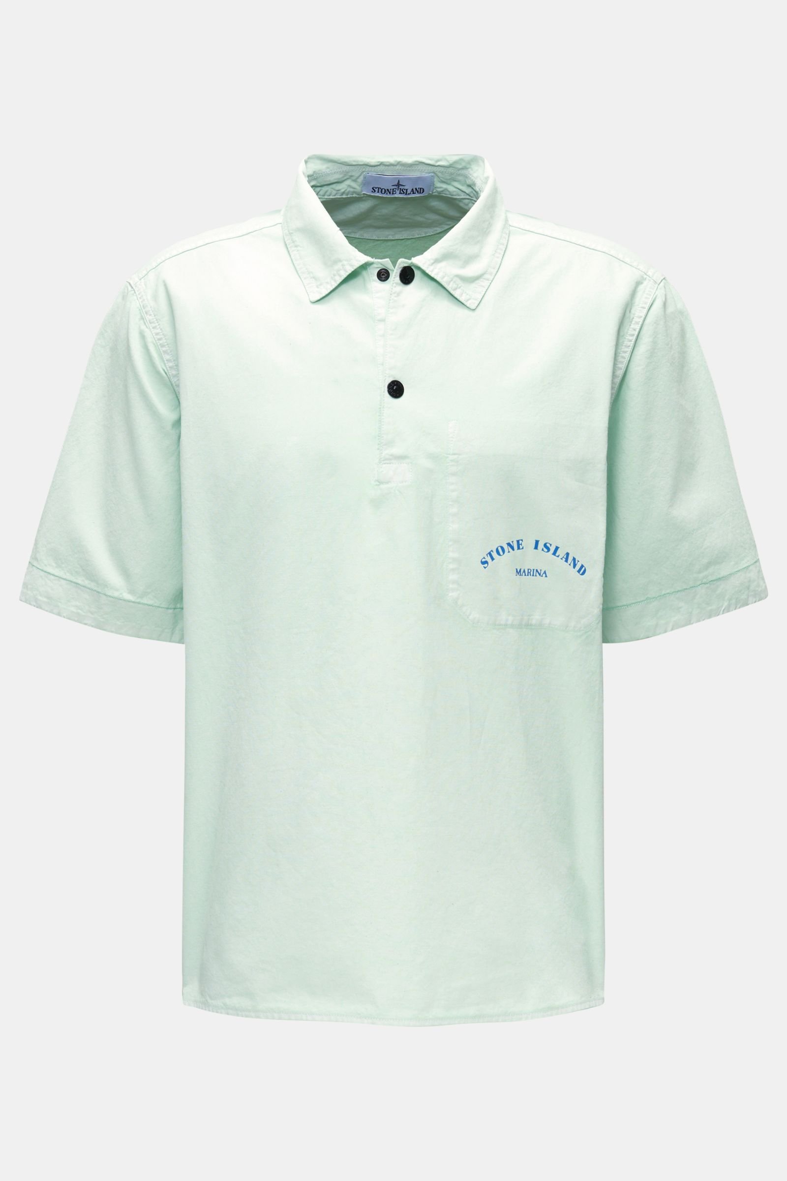 Popover short sleeve shirt 'Marina' Kent collar mint green