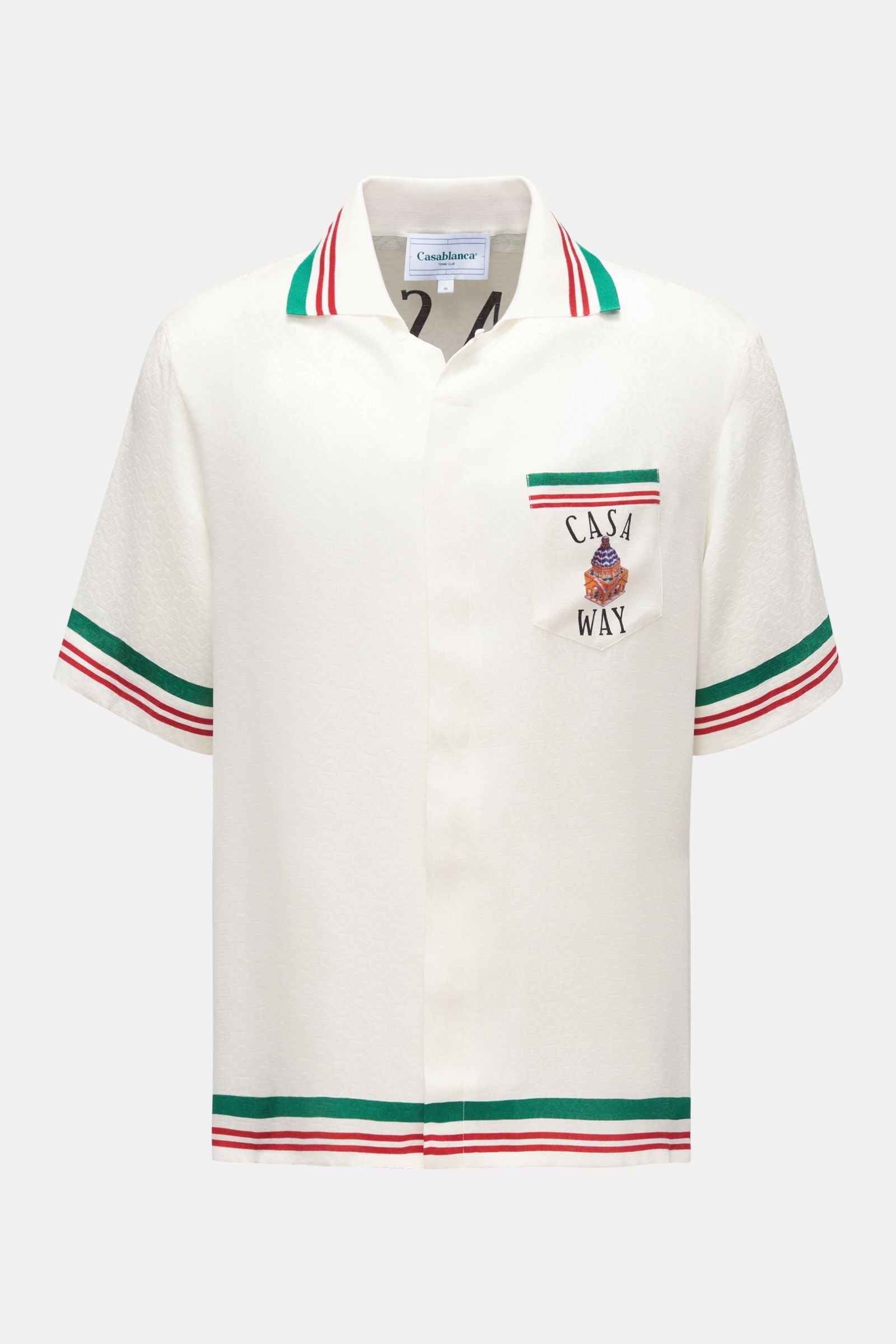 Silk short sleeve shirt 'Casa Way' polo shirt collar white patterned