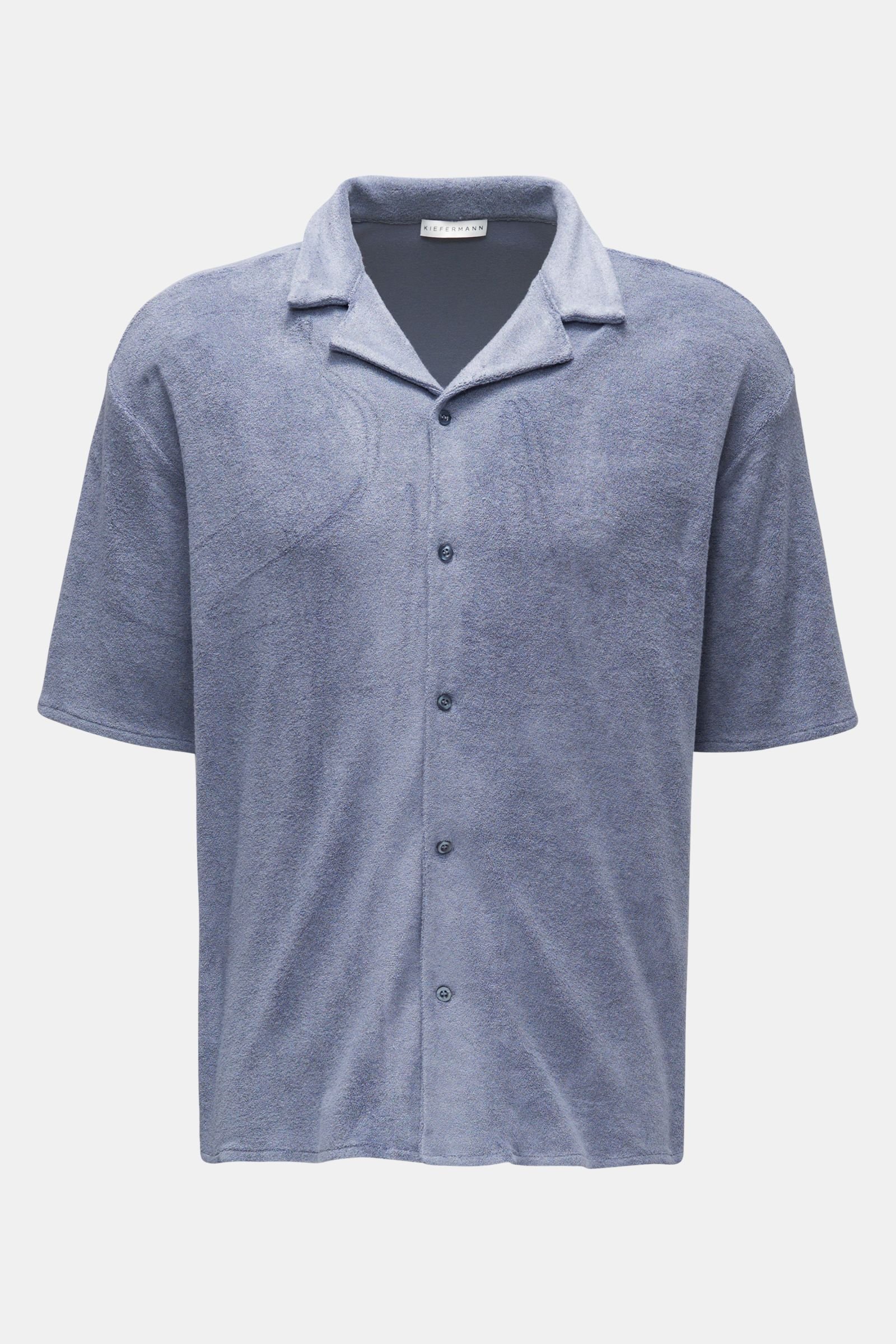 Terry short-sleeved shirt 'Thorgan' Cuban collar smoky blue