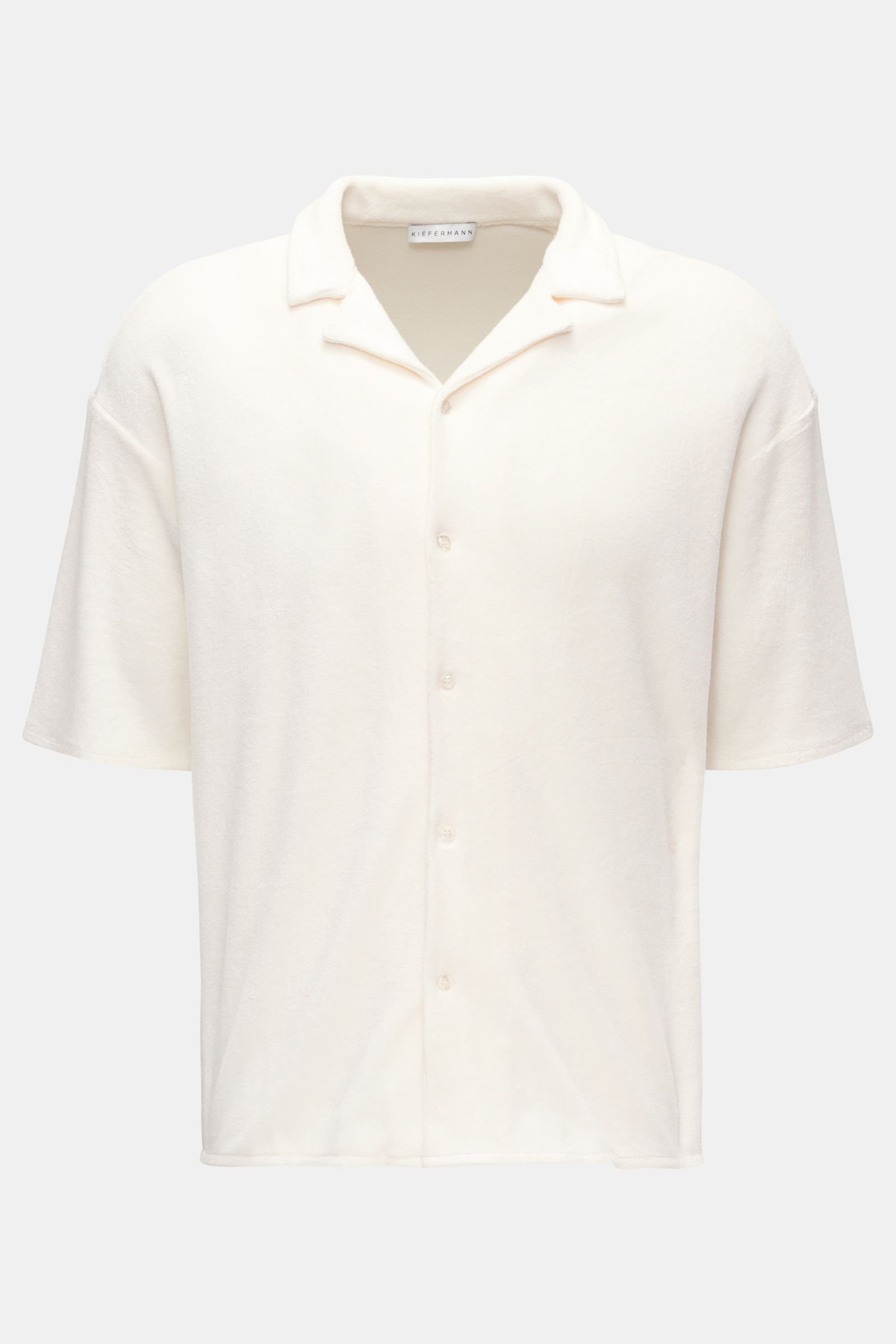 Terry short-sleeved shirt 'Thorgan' Cuban collar off-white