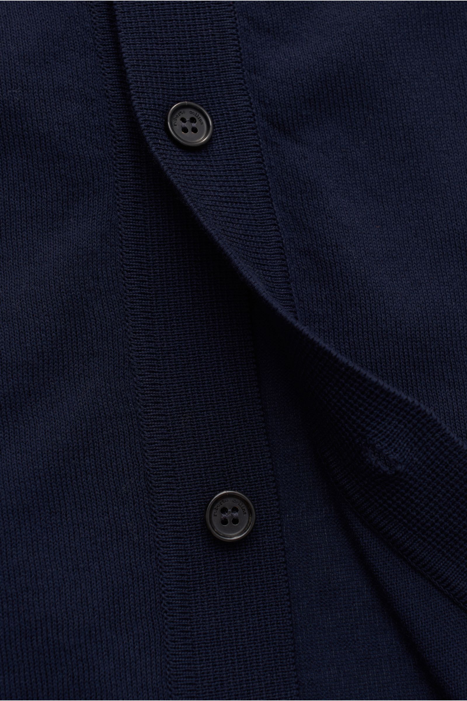 Roberto Collina Kurzarm-Strickhemd schmaler Kragen navy Roberto Collina Kurzarm-Strickhemd schmaler Kragen navy