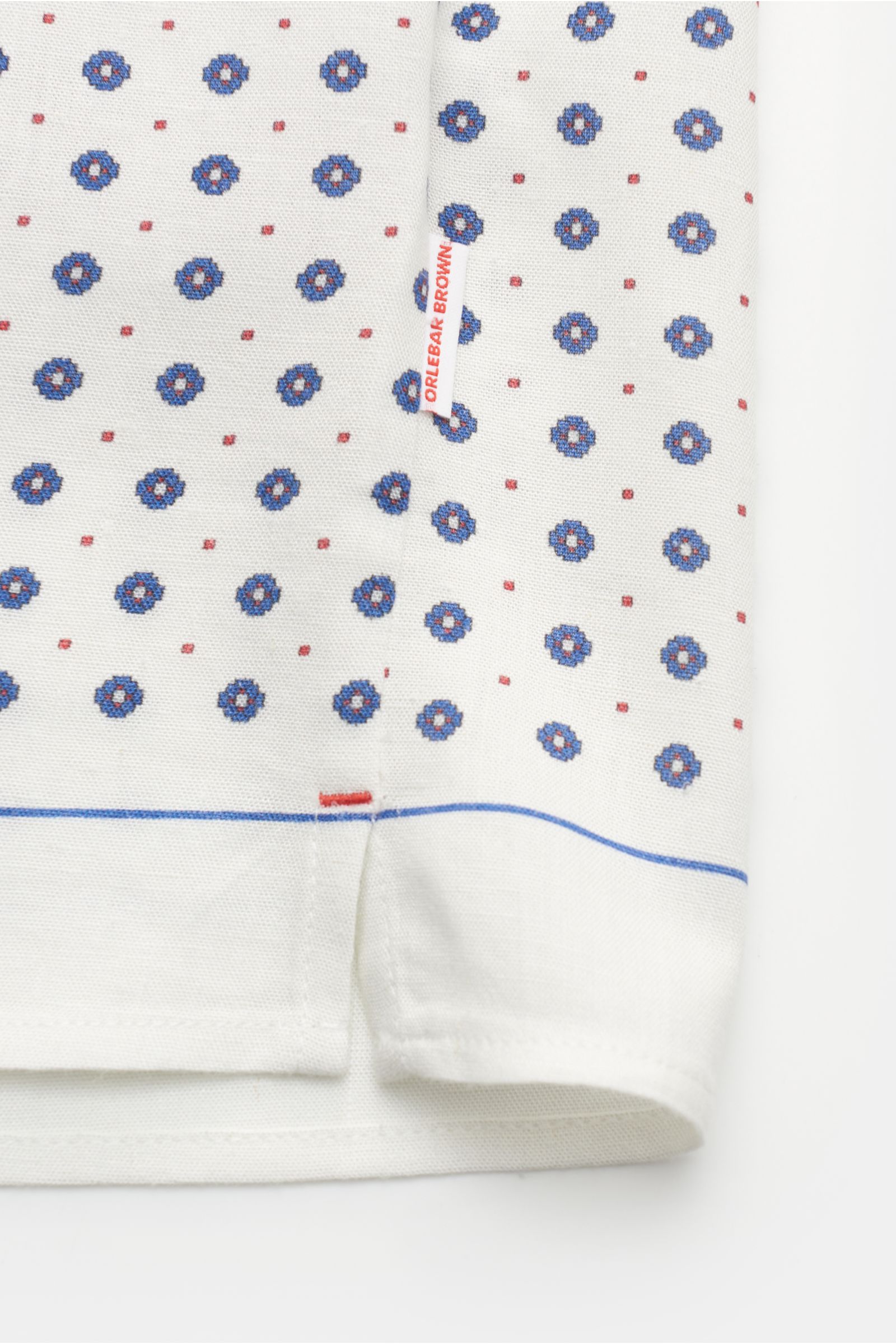 Orlebar Brown Kurzarmhemd 'Hibbert Cravat' Kubanischer Kragen offwhite/navy gemustert Orlebar Brown Kurzarmhemd 'Hibbert Cravat' Kubanischer Kragen offwhite/navy gemustert