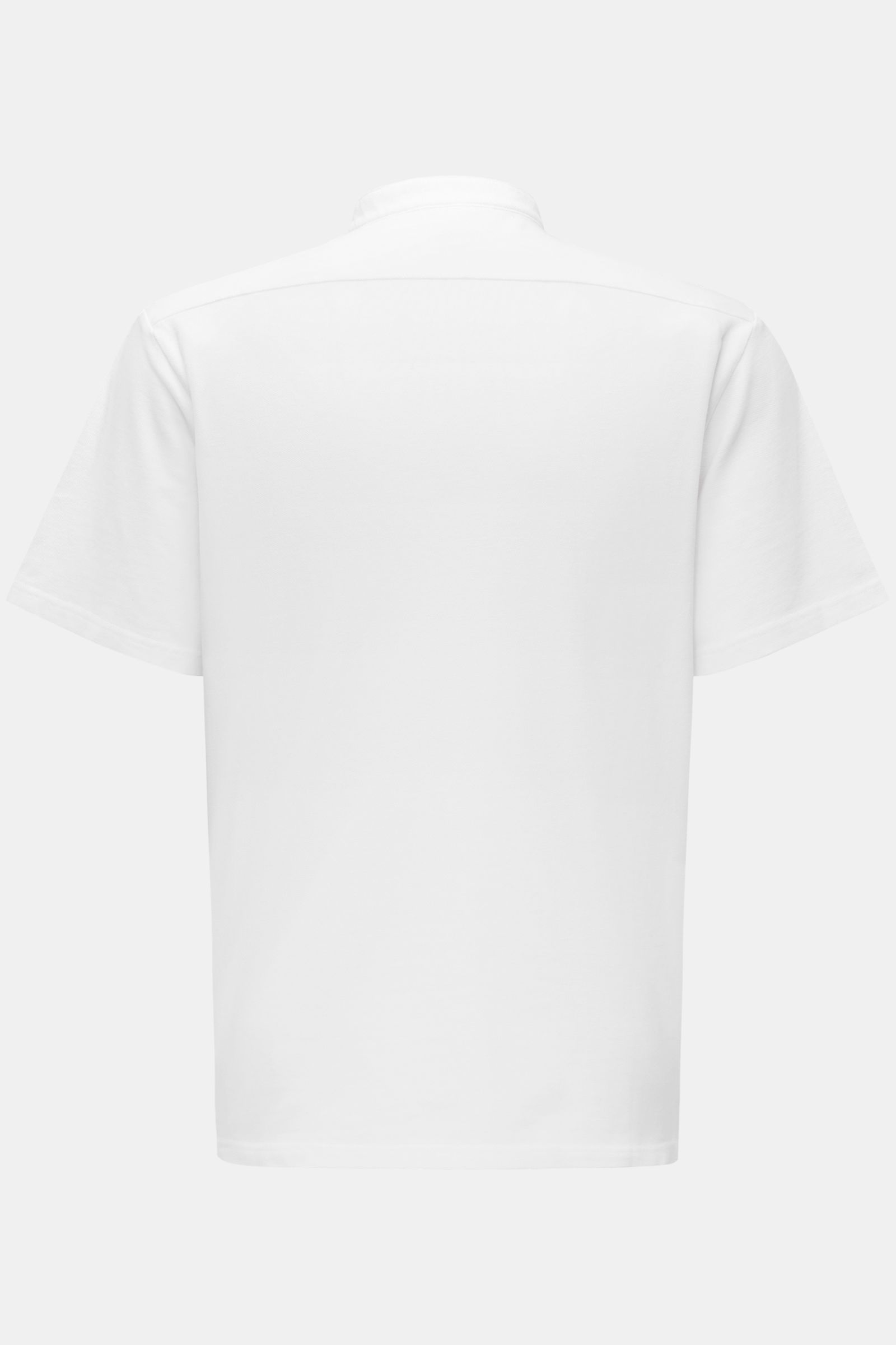 04651/ A trip in a bag Piqué Kurzarmhemd 'Guru Tee' Grandad-Kragen weiß