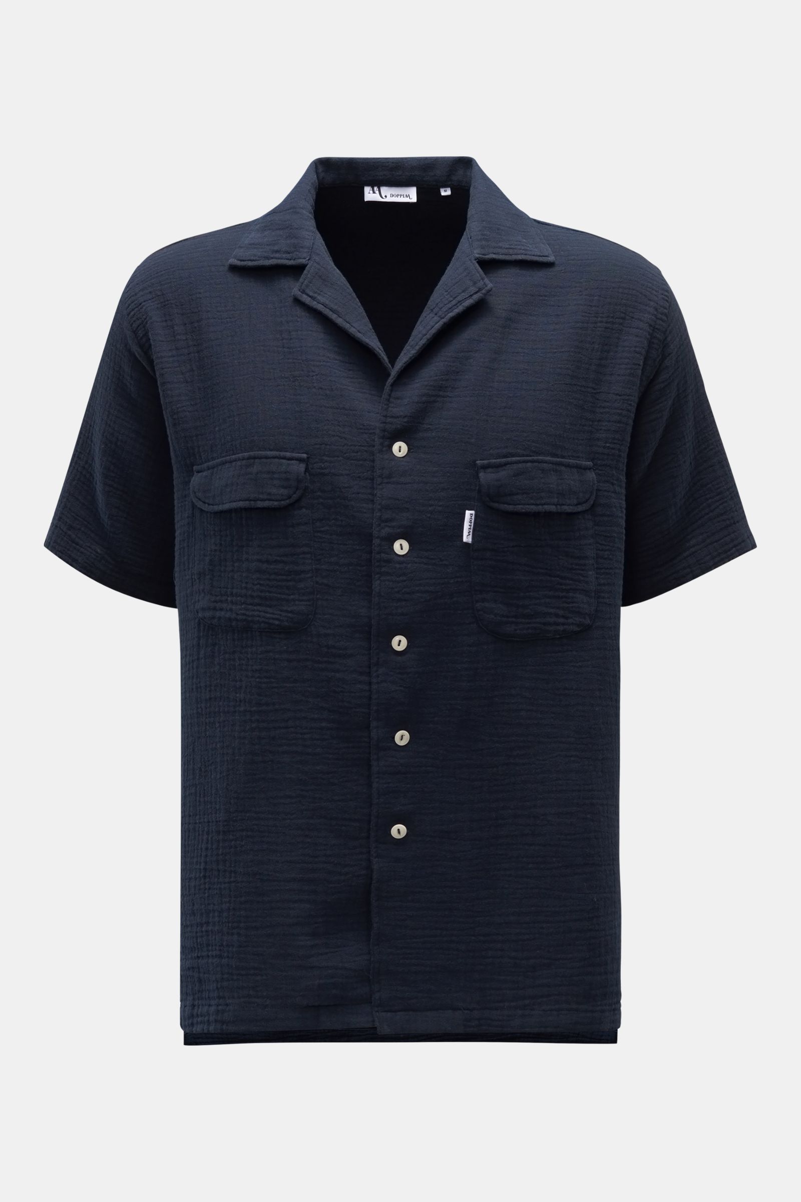 Doppiaa Short sleeve shirt 'Aambala' Cuban collar navy