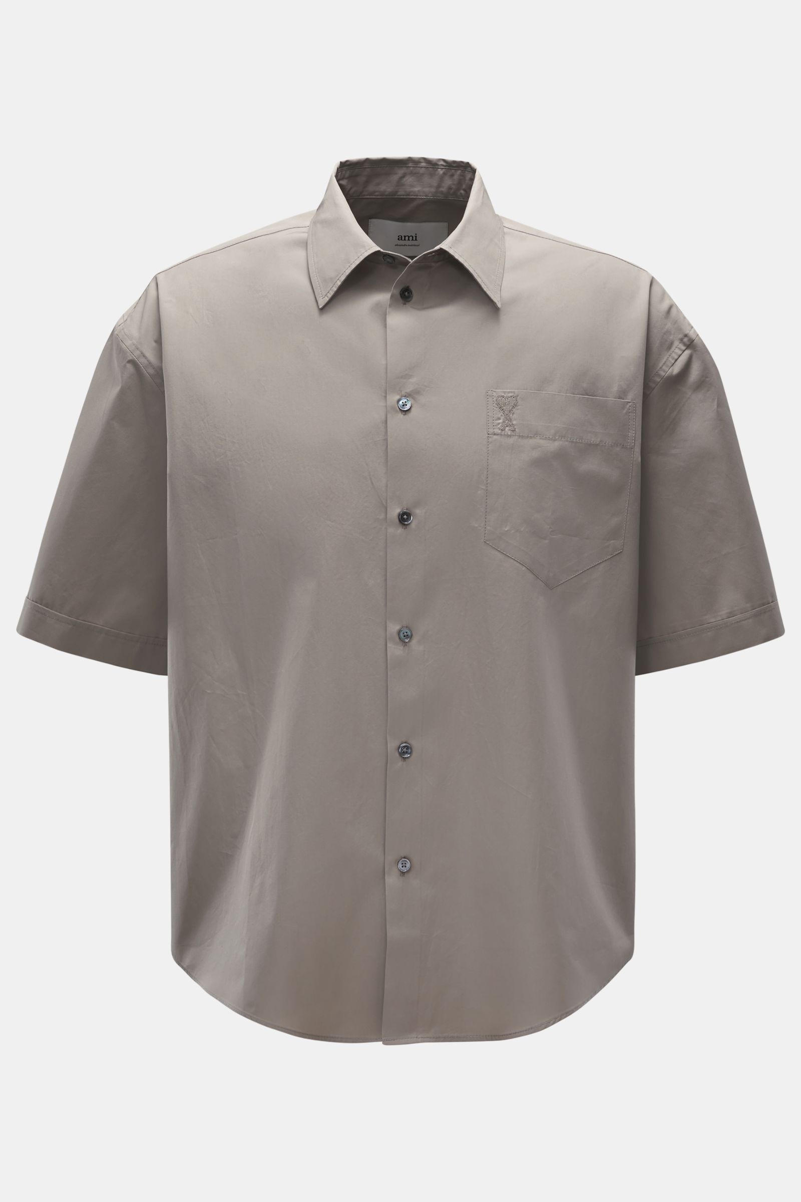 Ami Paris Short sleeve shirt Kent collar taupe