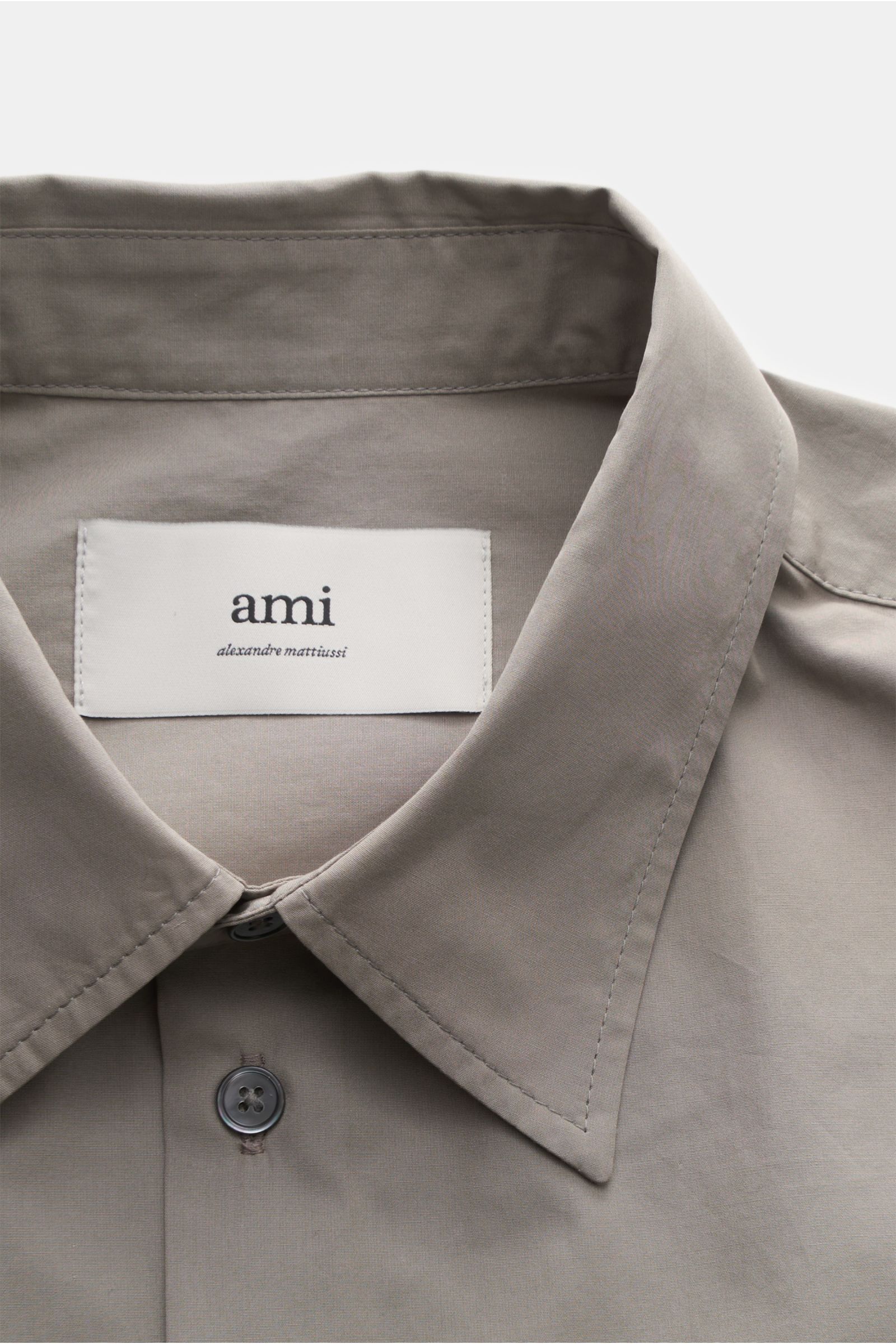Ami Paris Short sleeve shirt Kent collar taupe