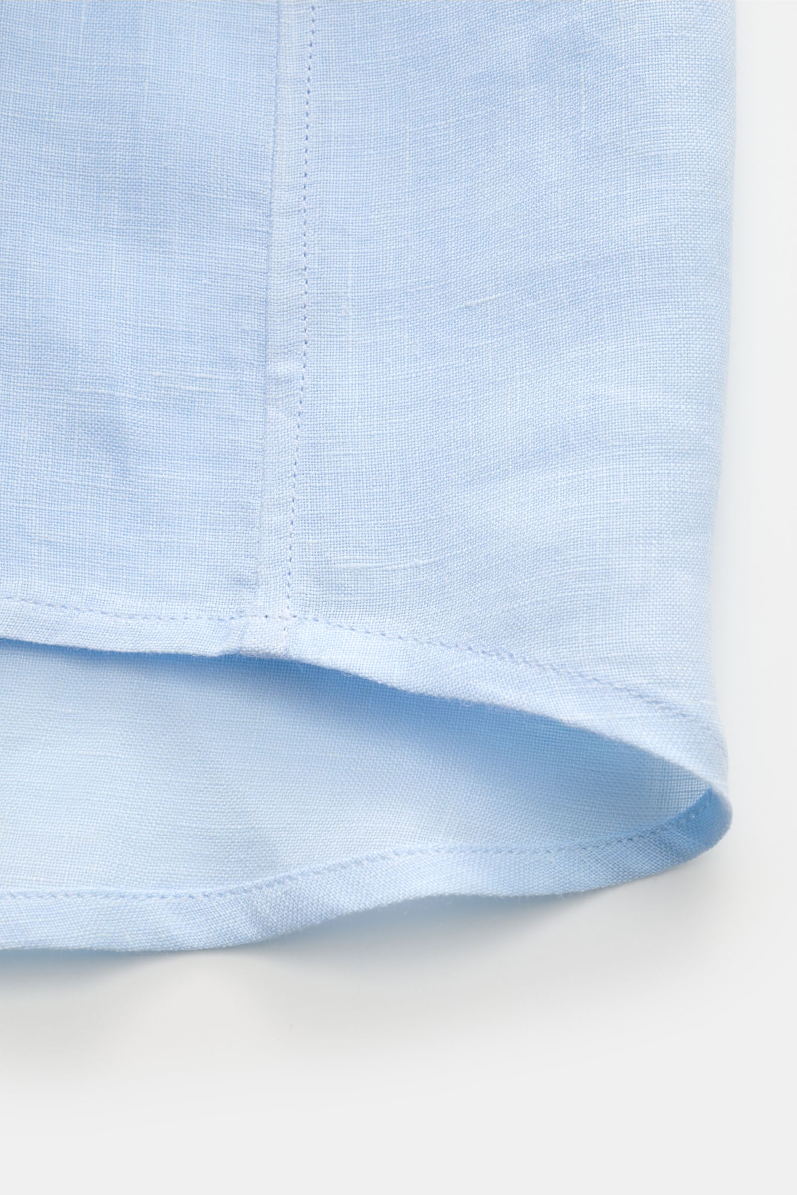 A.P.C. Linen short sleeve shirt 'Liaek' Kent collar light blue