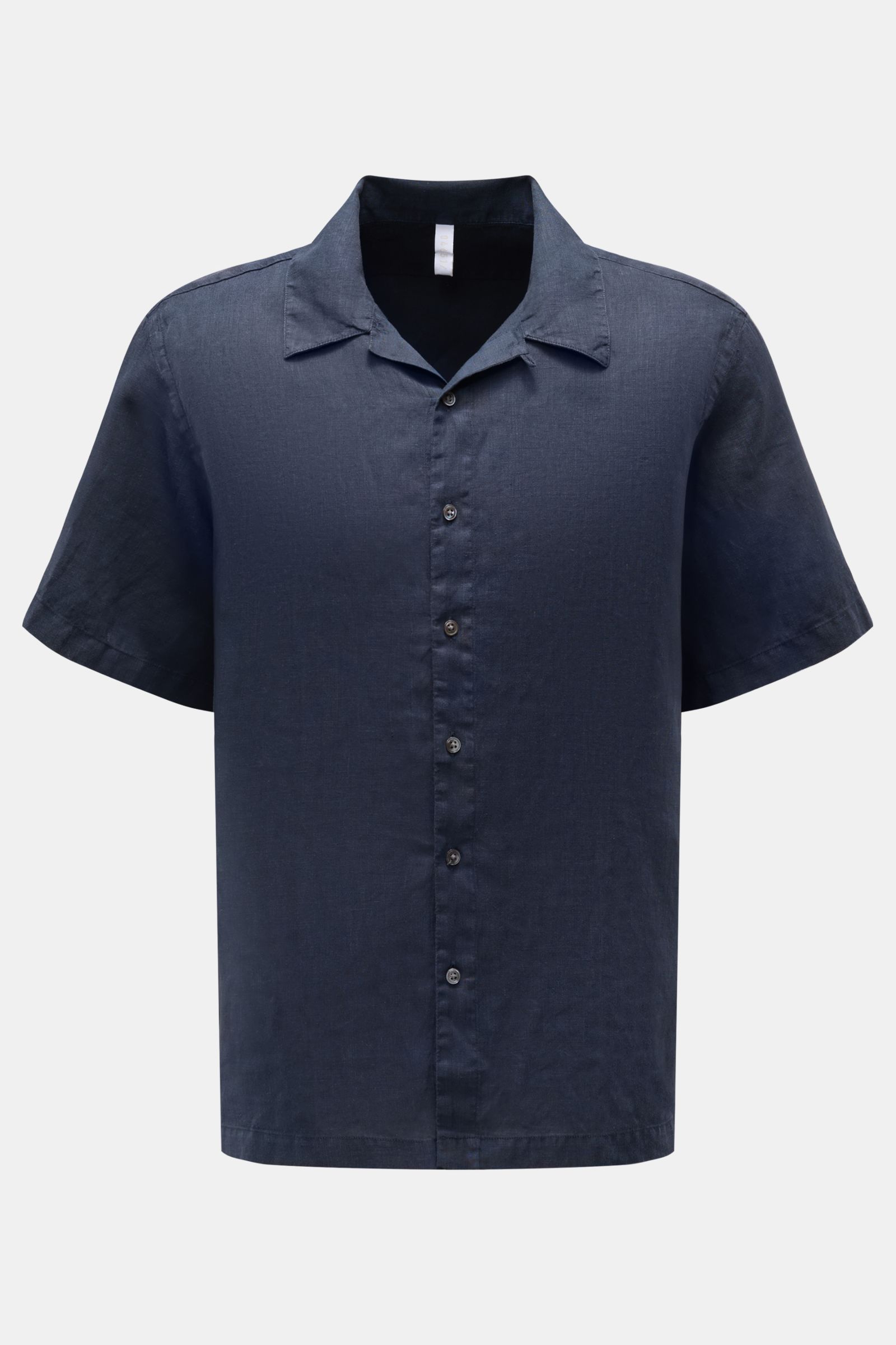 04651/ A trip in a bag Leinen Kurzarmhemd 'Linen Cuba' Kubanischer Kragen navy