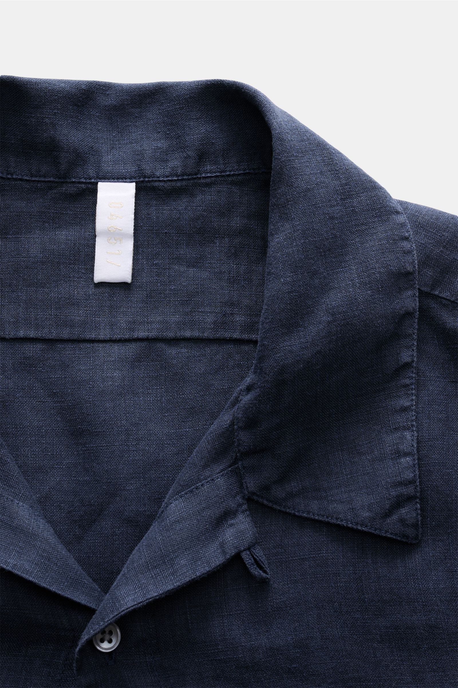 04651/ A trip in a bag Leinen Kurzarmhemd 'Linen Cuba' Kubanischer Kragen navy