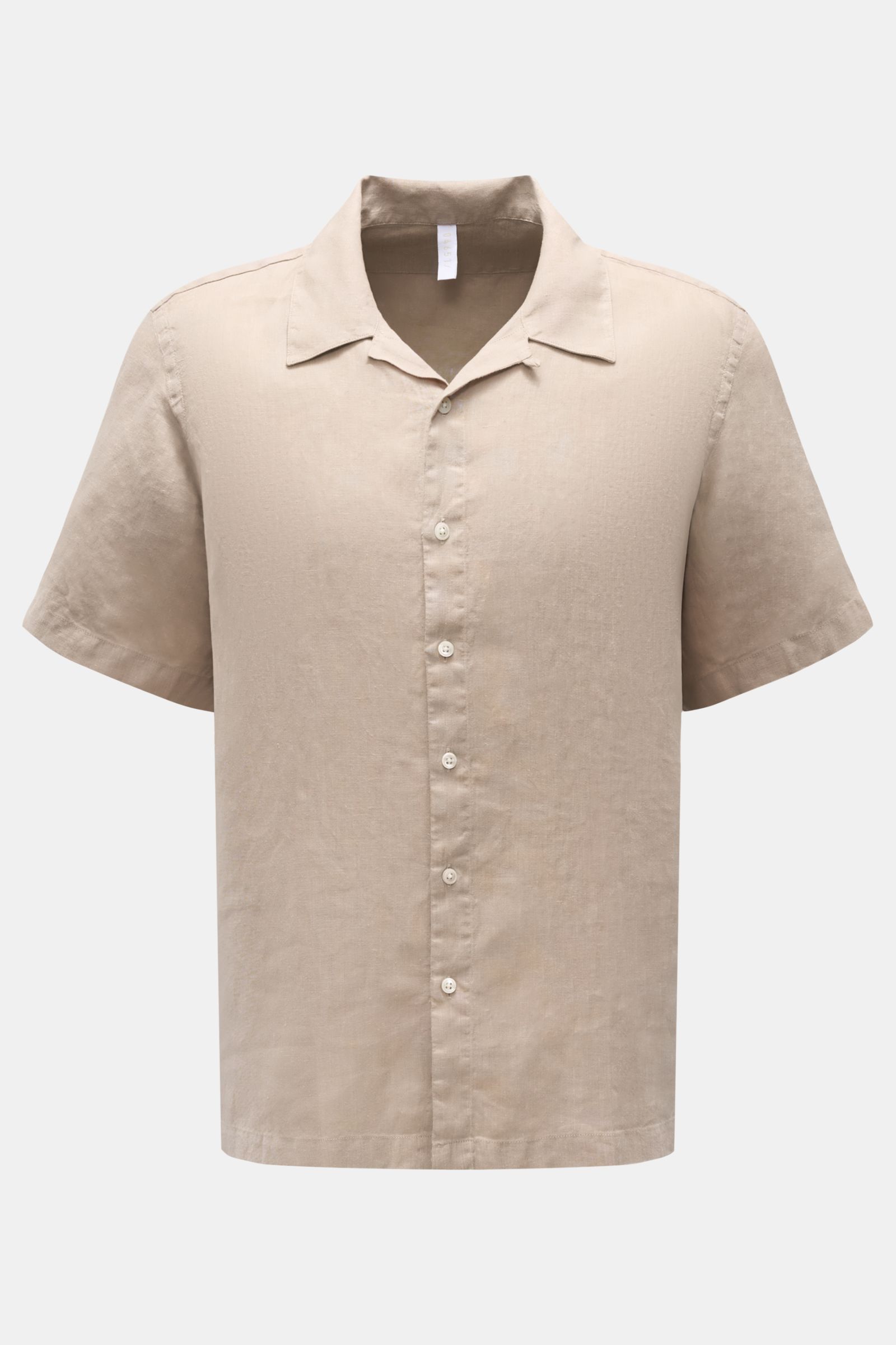 04651/ A trip in a bag Leinen Kurzarmhemd 'Linen Cuba' Kubanischer Kragen sand