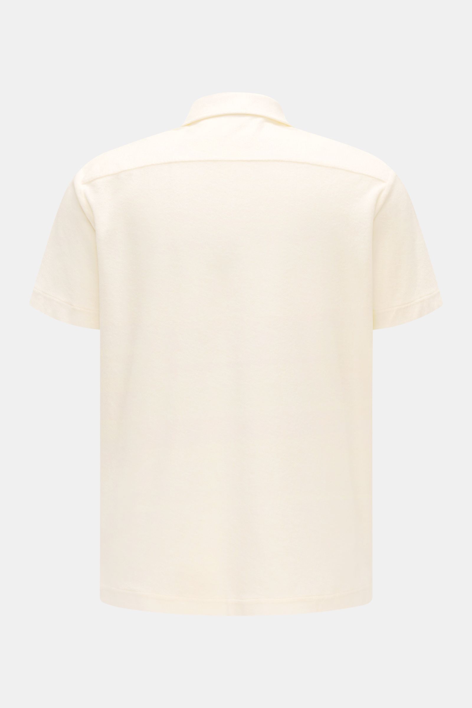 04651/ A trip in a bag Frottee-Kurzarmhemd 'Terry Cuba' weiß, Rückansicht, aus weichem Baumwoll-Frottee mit kubanischem Kragen, Regular Fit und Saumschlitzen.