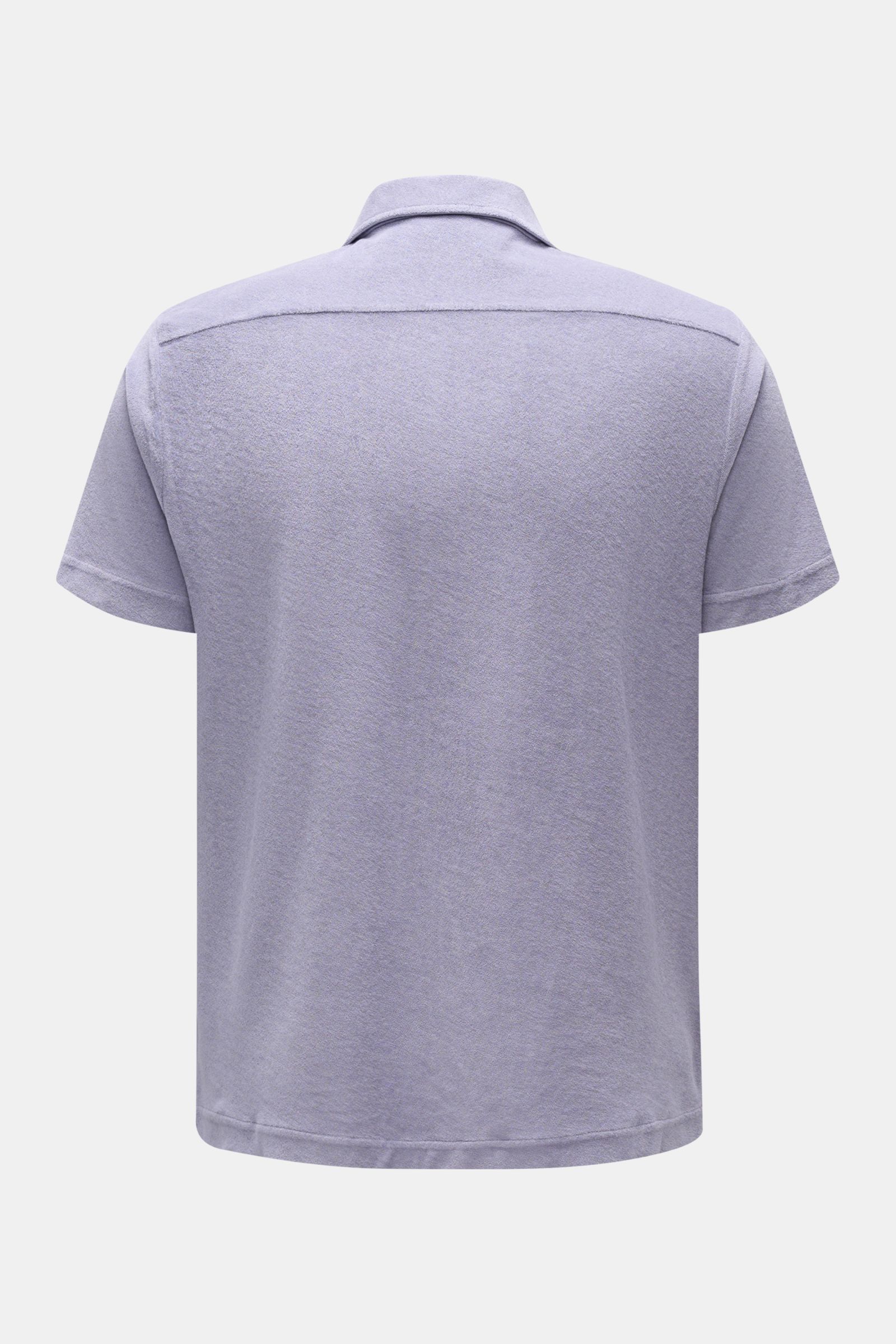 04651/ A trip in a bag Frottee-Kurzarmhemd 'Terry Cuba' lavender, Rückansicht, Baumwoll-Frottee, Regular Fit, kubanischer Kragen, kurze Saumschlitze.