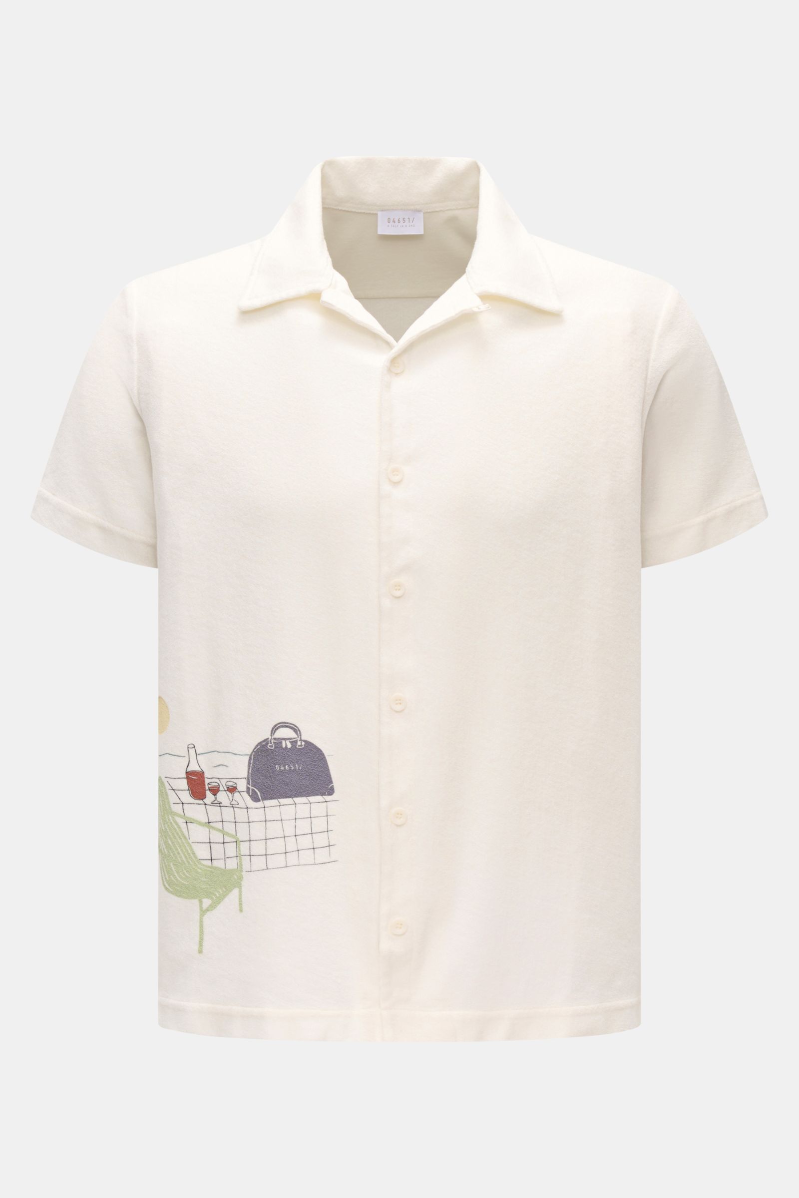 04651/ A trip in a bag Frottee-Kurzarmhemd 'Terry Seaside' weiß