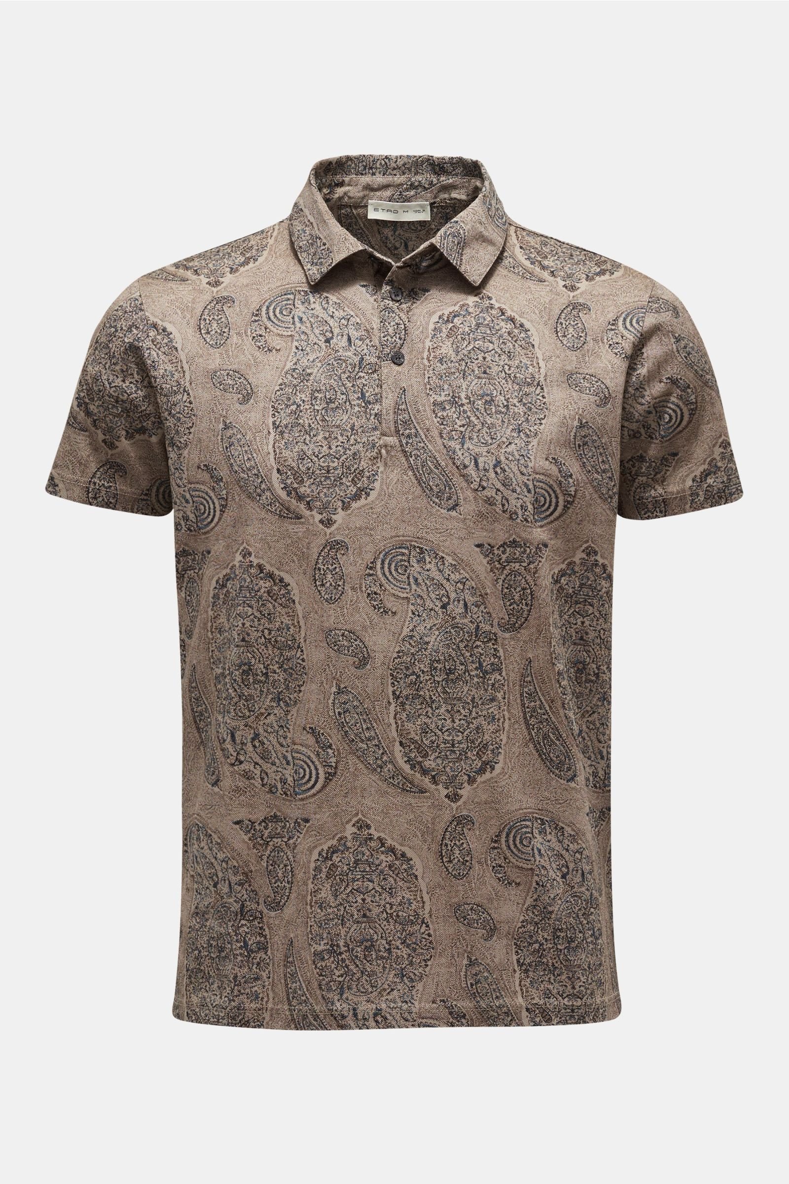 Polo shirt beige patterned