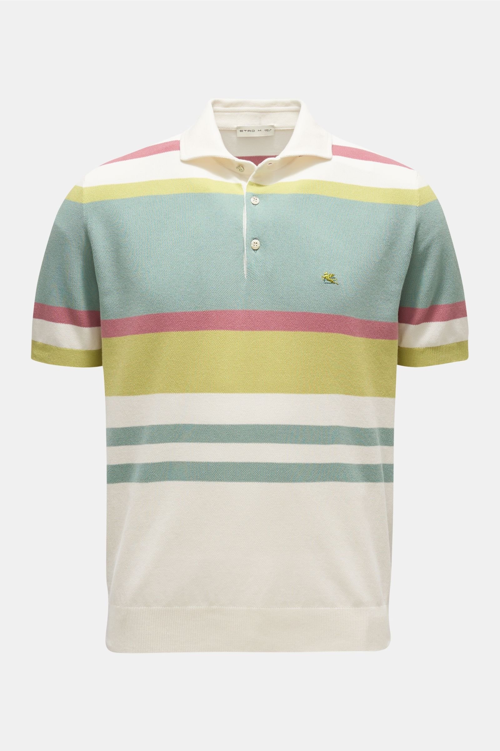 Polo shirt cream/light green striped