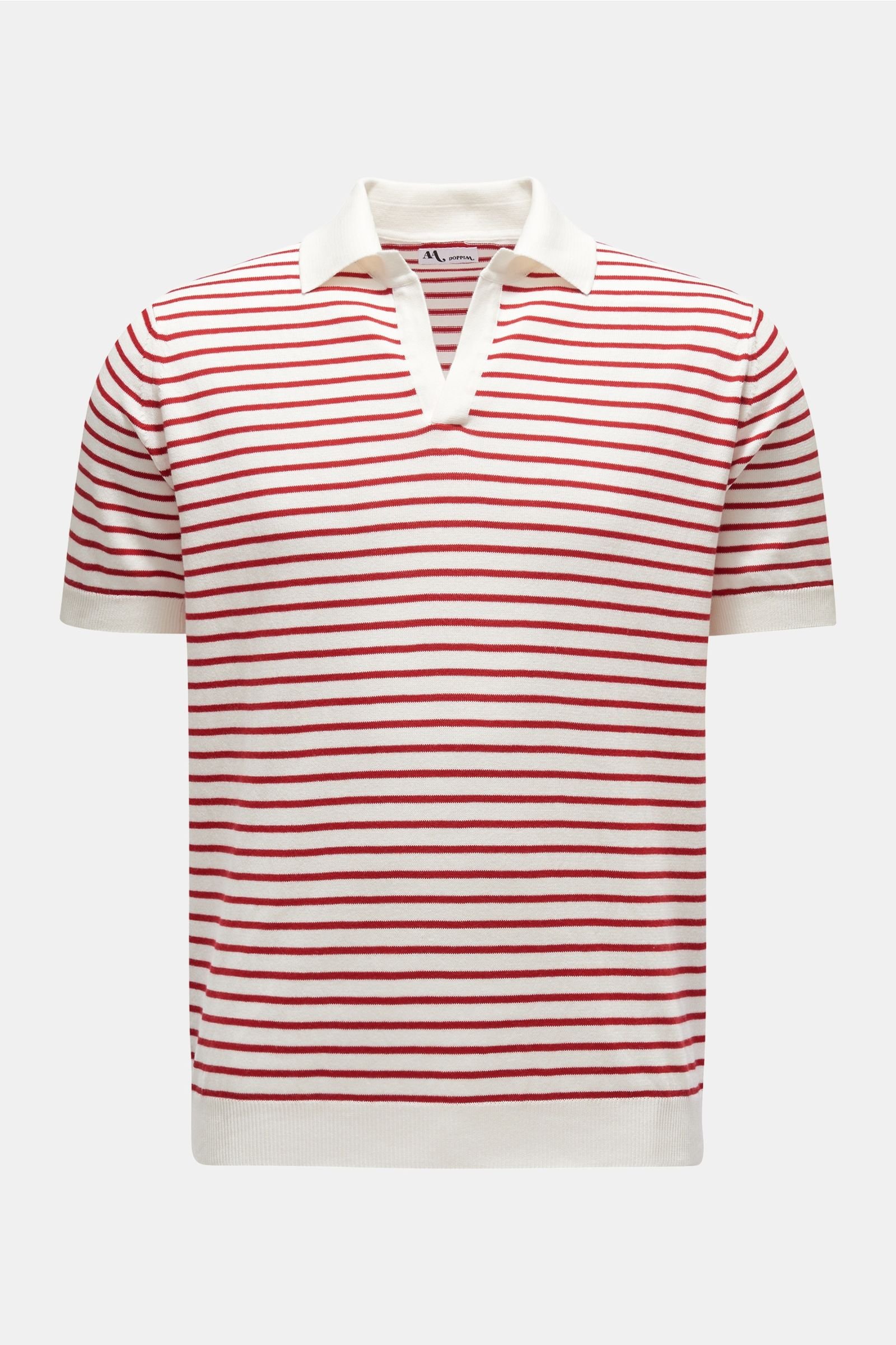 Short sleeve knit polo 'Aavio' red/off-white striped
