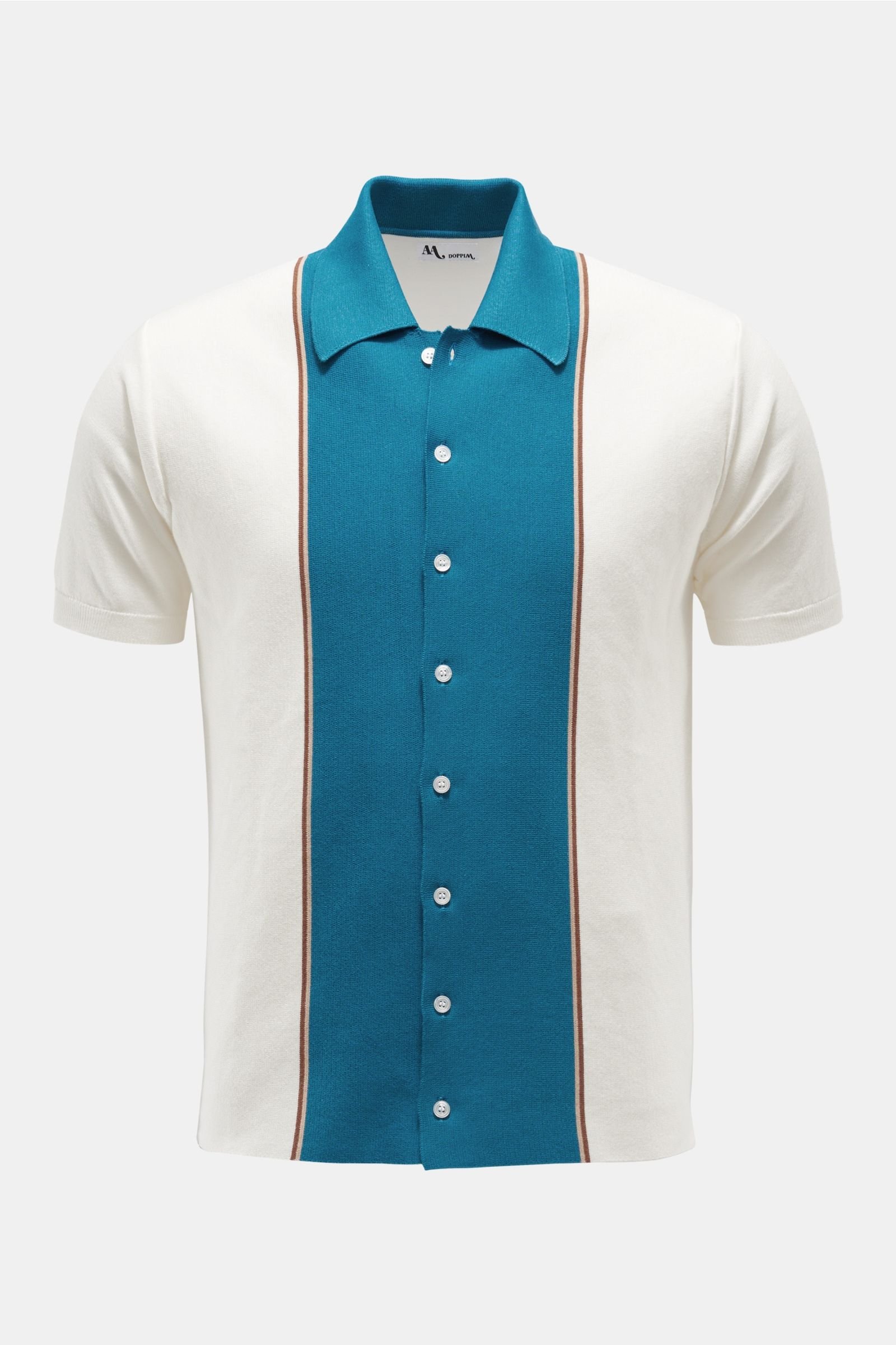 Short sleeve shirt 'Aars' off-white/teal