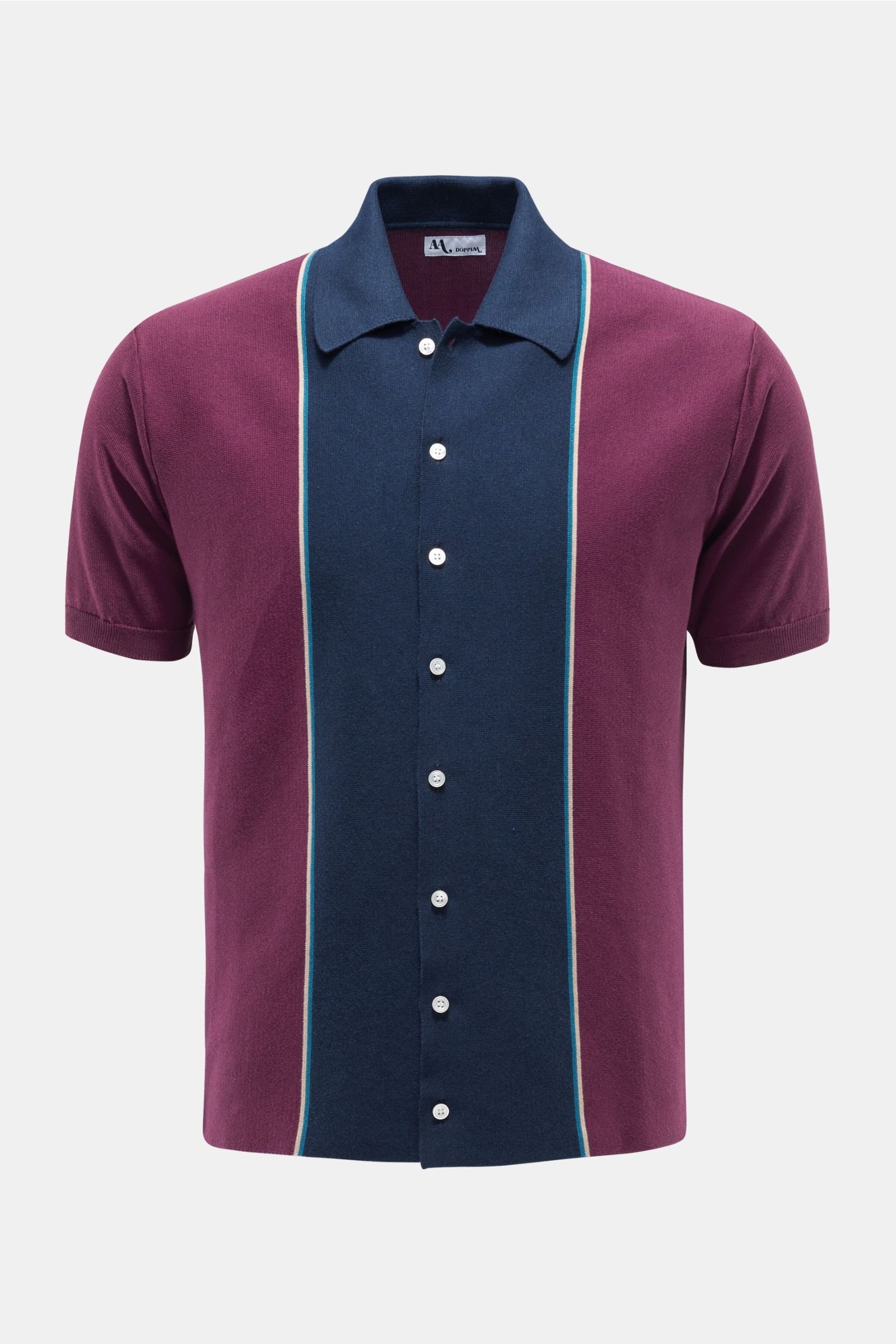 Short sleeve shirt in 'Aars' burgundy/navy