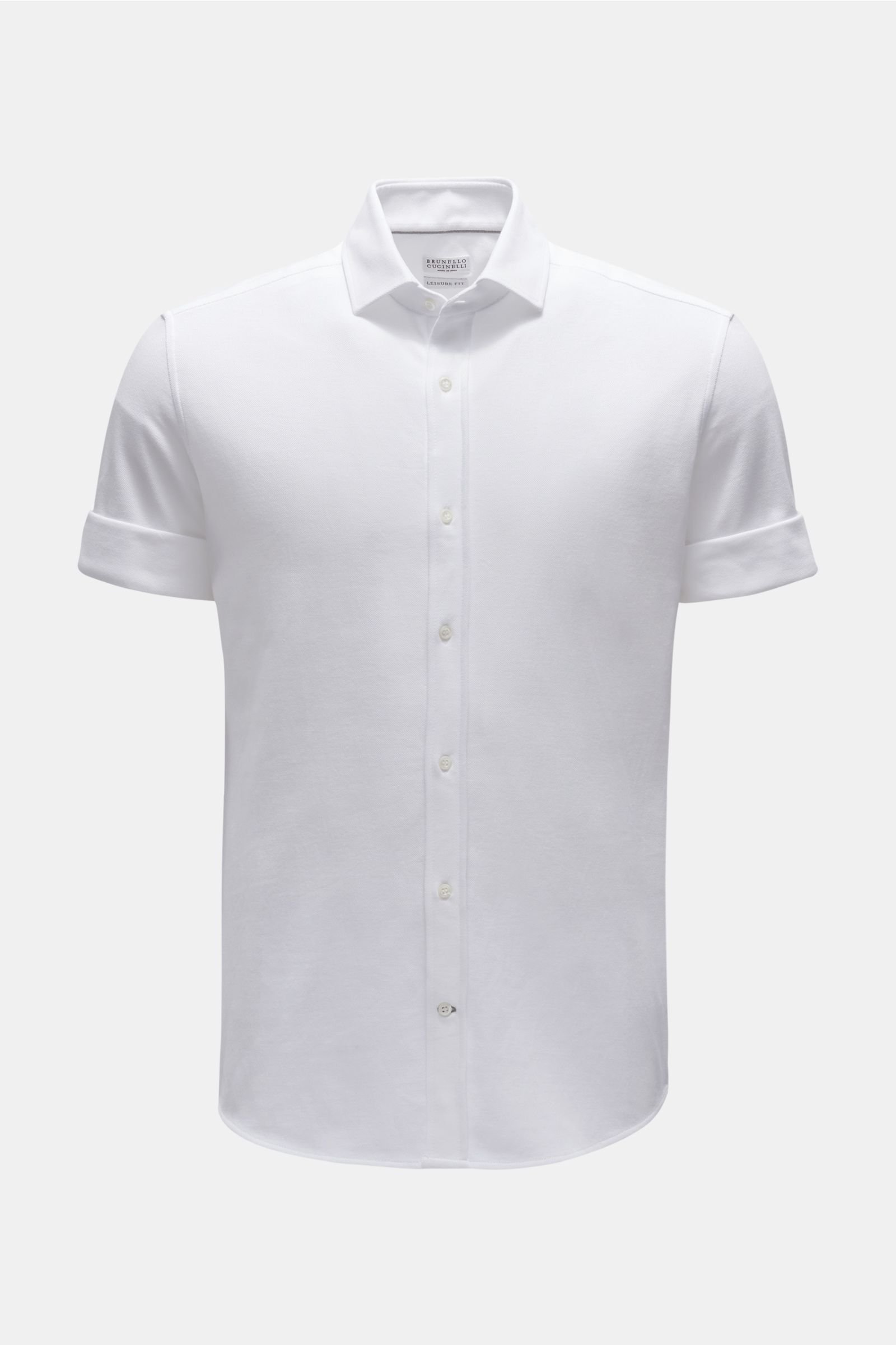 Jersey short sleeve shirt 'Leisure Fit' narrow collar white