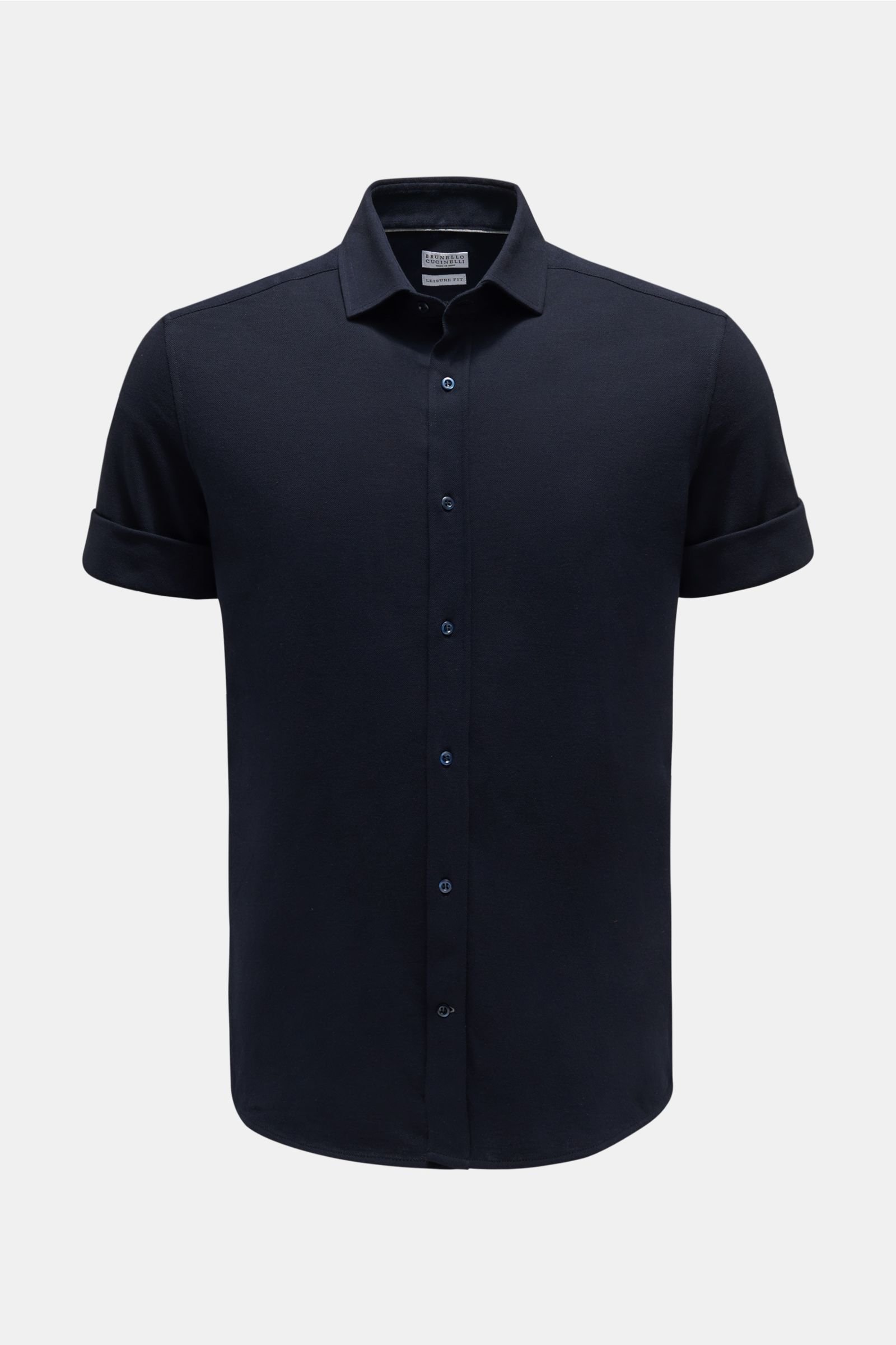 Jersey short sleeve shirt 'Leisure Fit' narrow collar navy